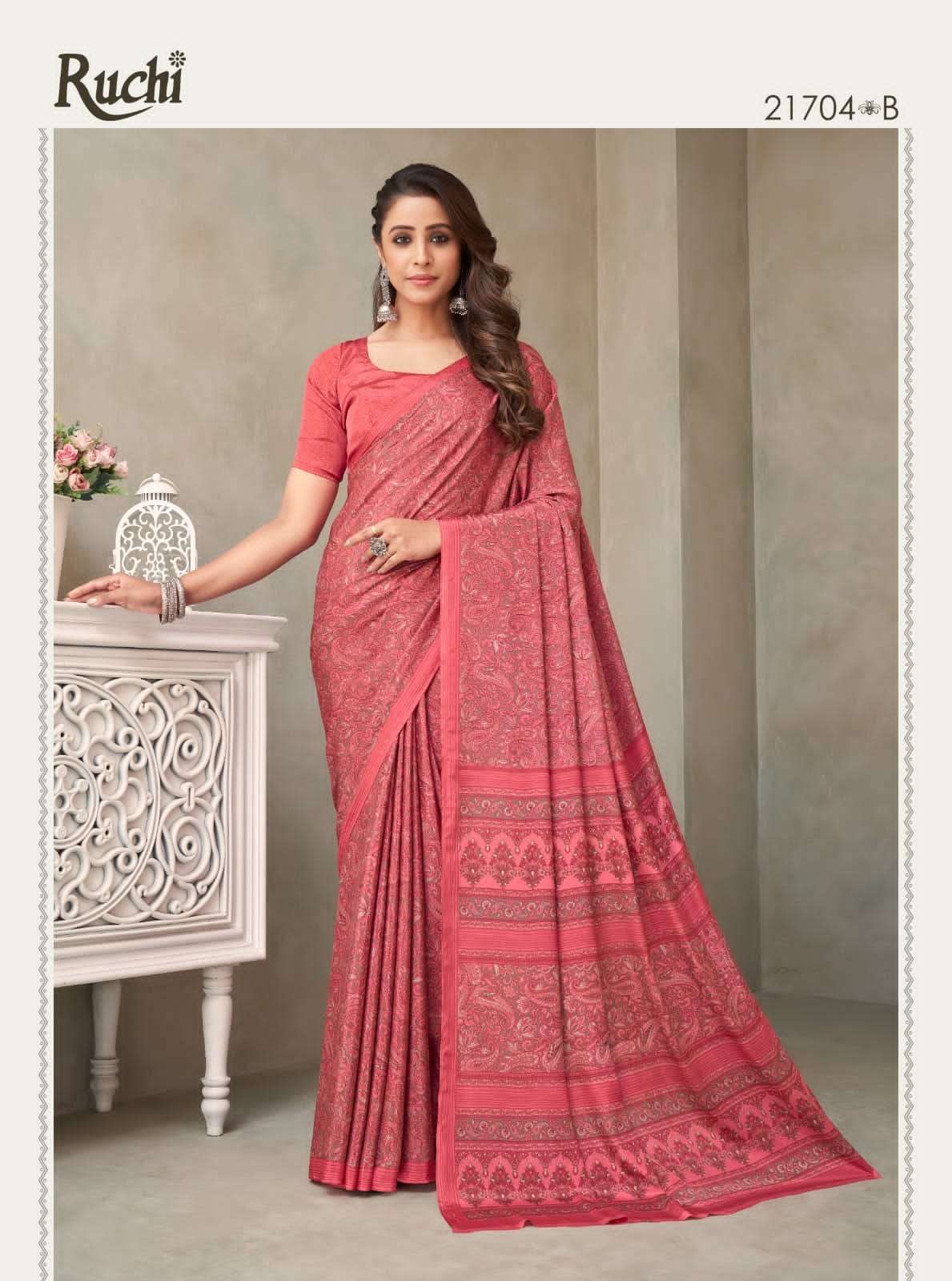 RUCHI PRESENTS  VIVANTA SILK VOL-18 SILK CRAPE SAREE CATALOG WHOLESALER AND EXPORTER IN SURAT