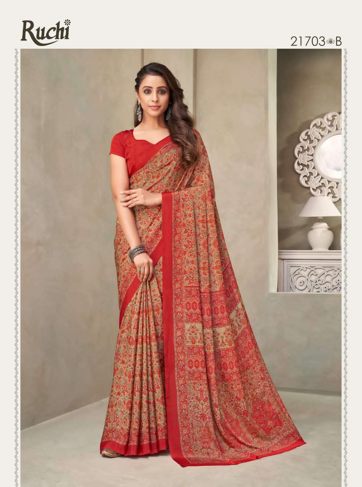 RUCHI PRESENTS  VIVANTA SILK VOL-18 SILK CRAPE SAREE CATALOG WHOLESALER AND EXPORTER IN SURAT
