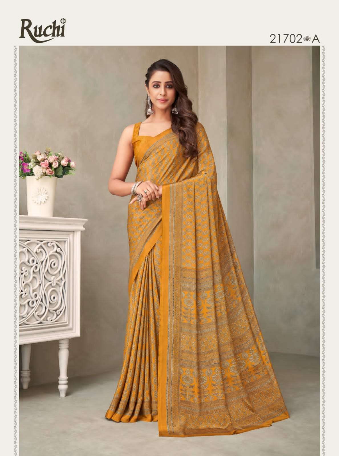 RUCHI PRESENTS  VIVANTA SILK VOL-18 SILK CRAPE SAREE CATALOG WHOLESALER AND EXPORTER IN SURAT
