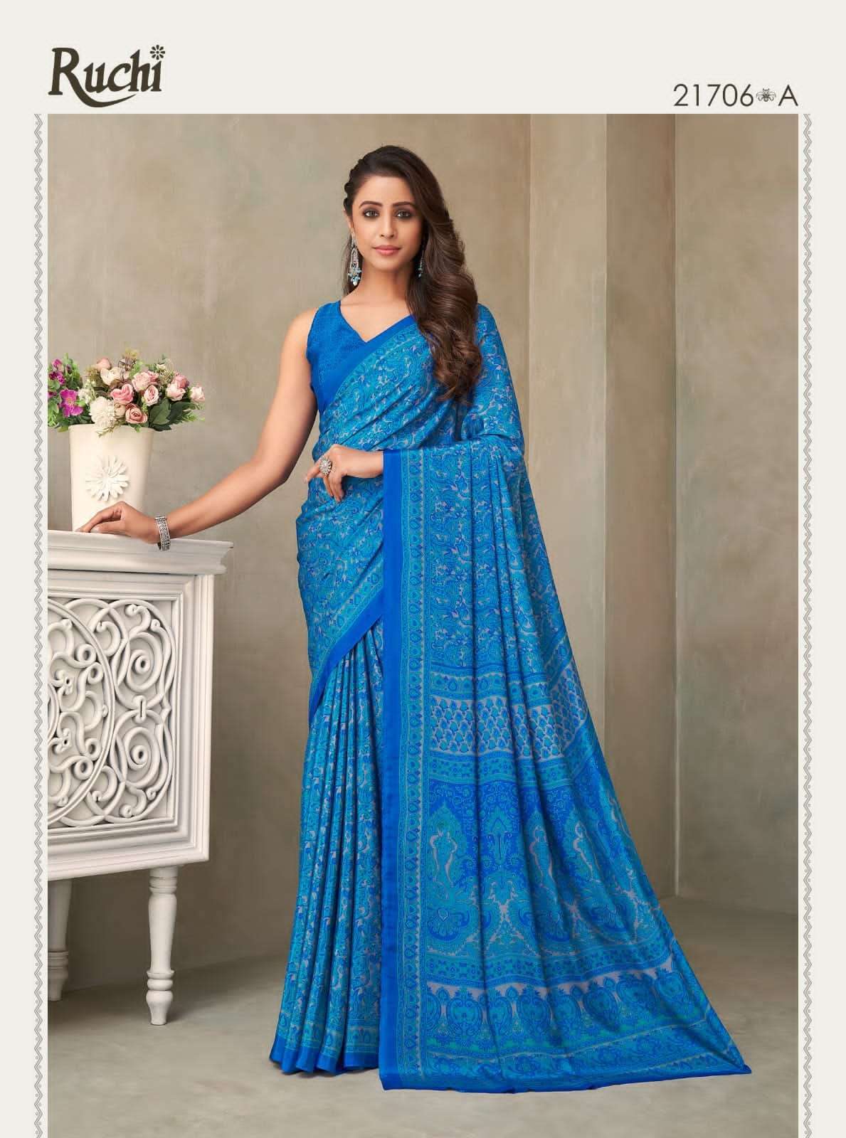 RUCHI PRESENTS  VIVANTA SILK VOL-18 SILK CRAPE SAREE CATALOG WHOLESALER AND EXPORTER IN SURAT