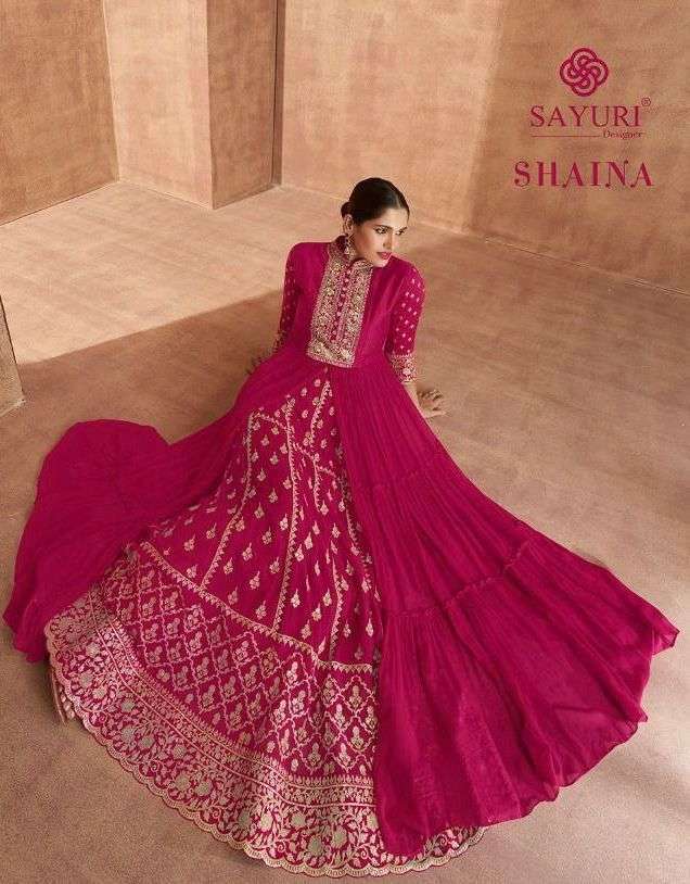 Sayuri presents Shaina georgette readymade fancy designer gown style catalog wholesaler 