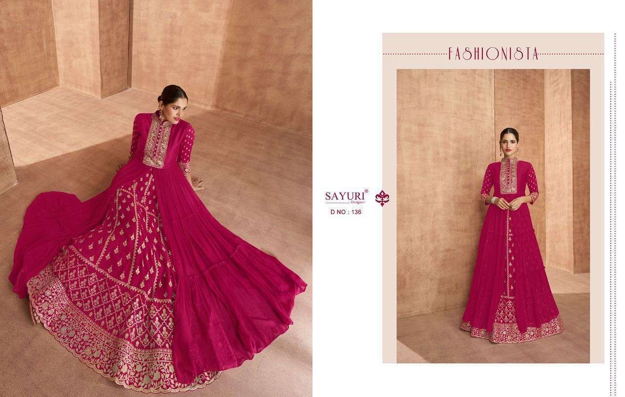 Sayuri presents Shaina georgette readymade fancy designer gown style catalog wholesaler 