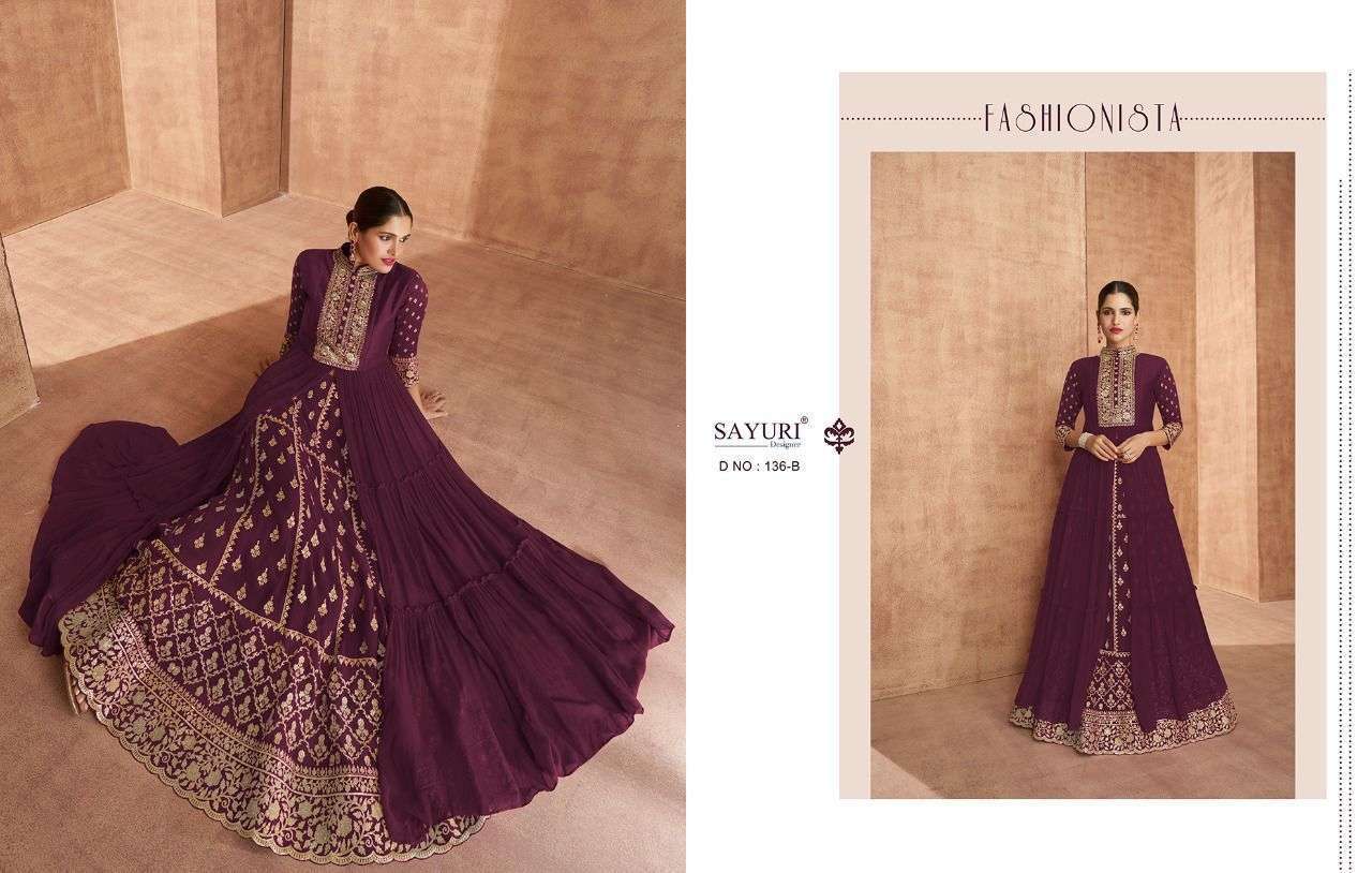 Sayuri presents Shaina georgette readymade fancy designer gown style catalog wholesaler 