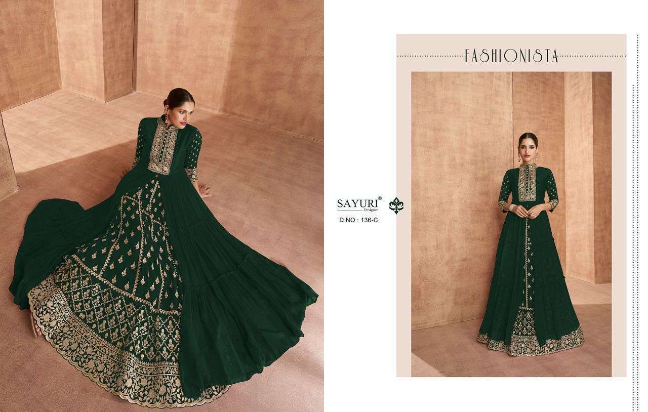 Sayuri presents Shaina georgette readymade fancy designer gown style catalog wholesaler 