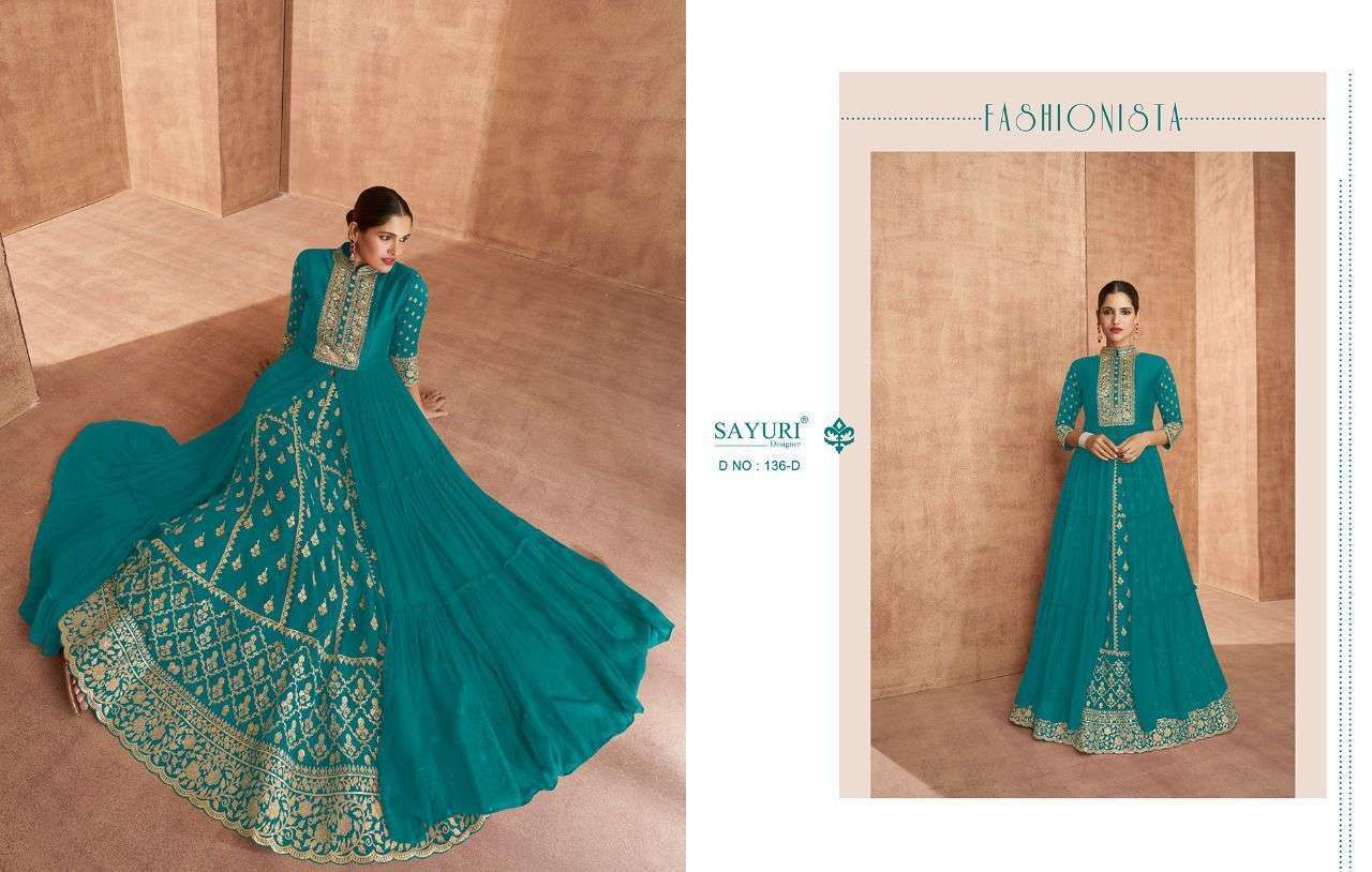 Sayuri presents Shaina georgette readymade fancy designer gown style catalog wholesaler 