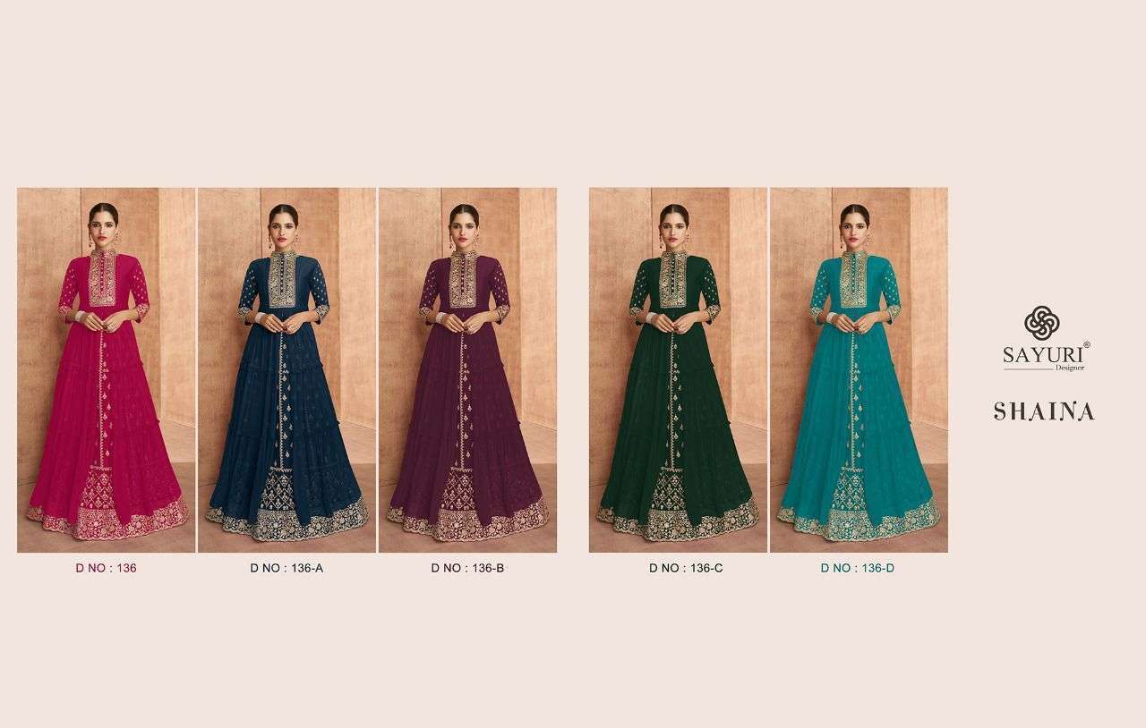 Sayuri presents Shaina georgette readymade fancy designer gown style catalog wholesaler 
