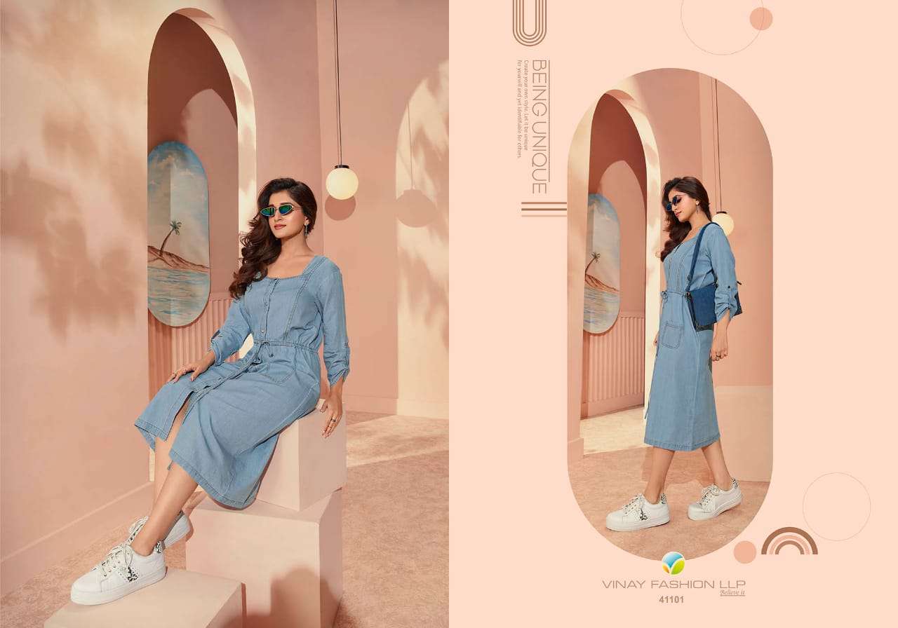 VINAY TUMBA PRESENTS THE DENIM VOL-3 BOLLYWOOD DESIGNER DENIM KURTI CATALOG WHOLESALER AND EXPORTER IN SURAT 