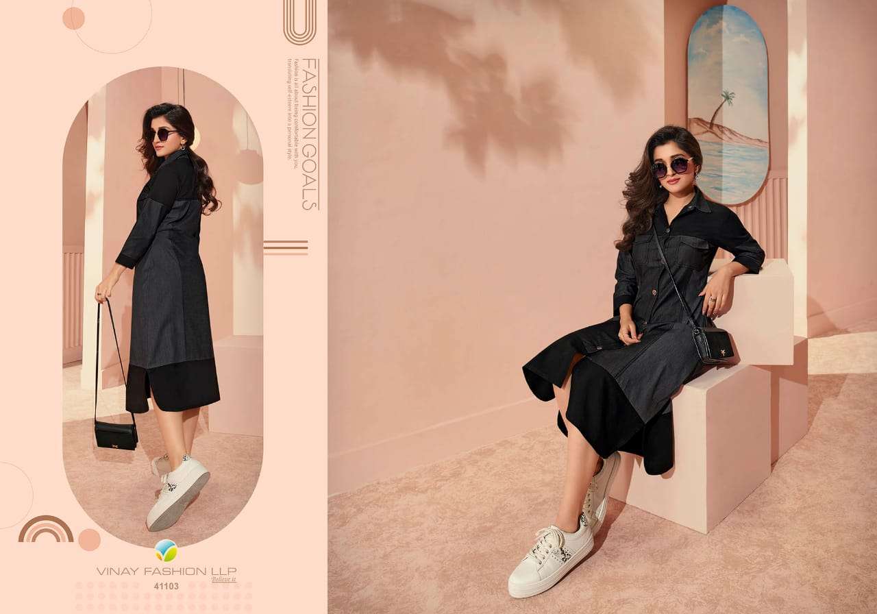 VINAY TUMBA PRESENTS THE DENIM VOL-3 BOLLYWOOD DESIGNER DENIM KURTI CATALOG WHOLESALER AND EXPORTER IN SURAT 