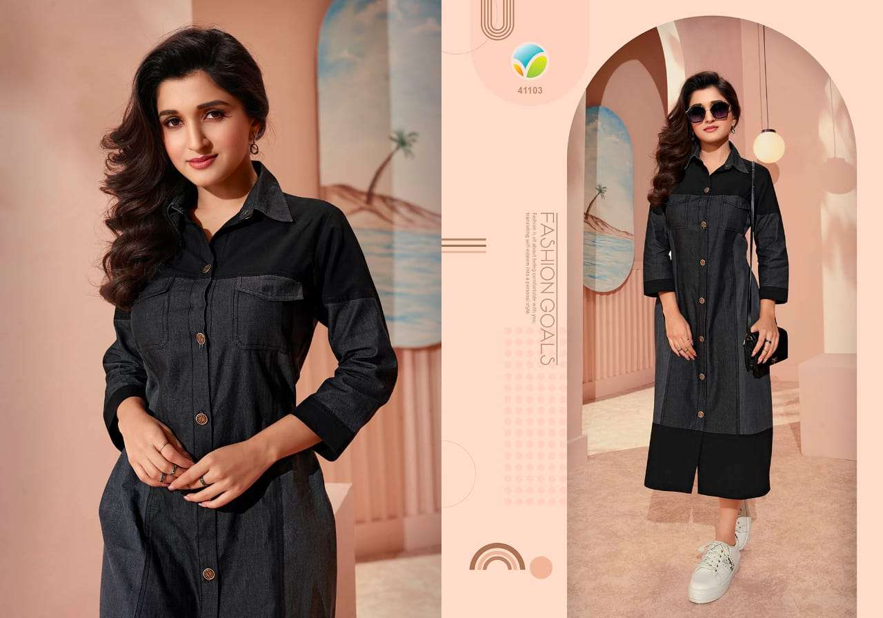 VINAY TUMBA PRESENTS THE DENIM VOL-3 BOLLYWOOD DESIGNER DENIM KURTI CATALOG WHOLESALER AND EXPORTER IN SURAT 
