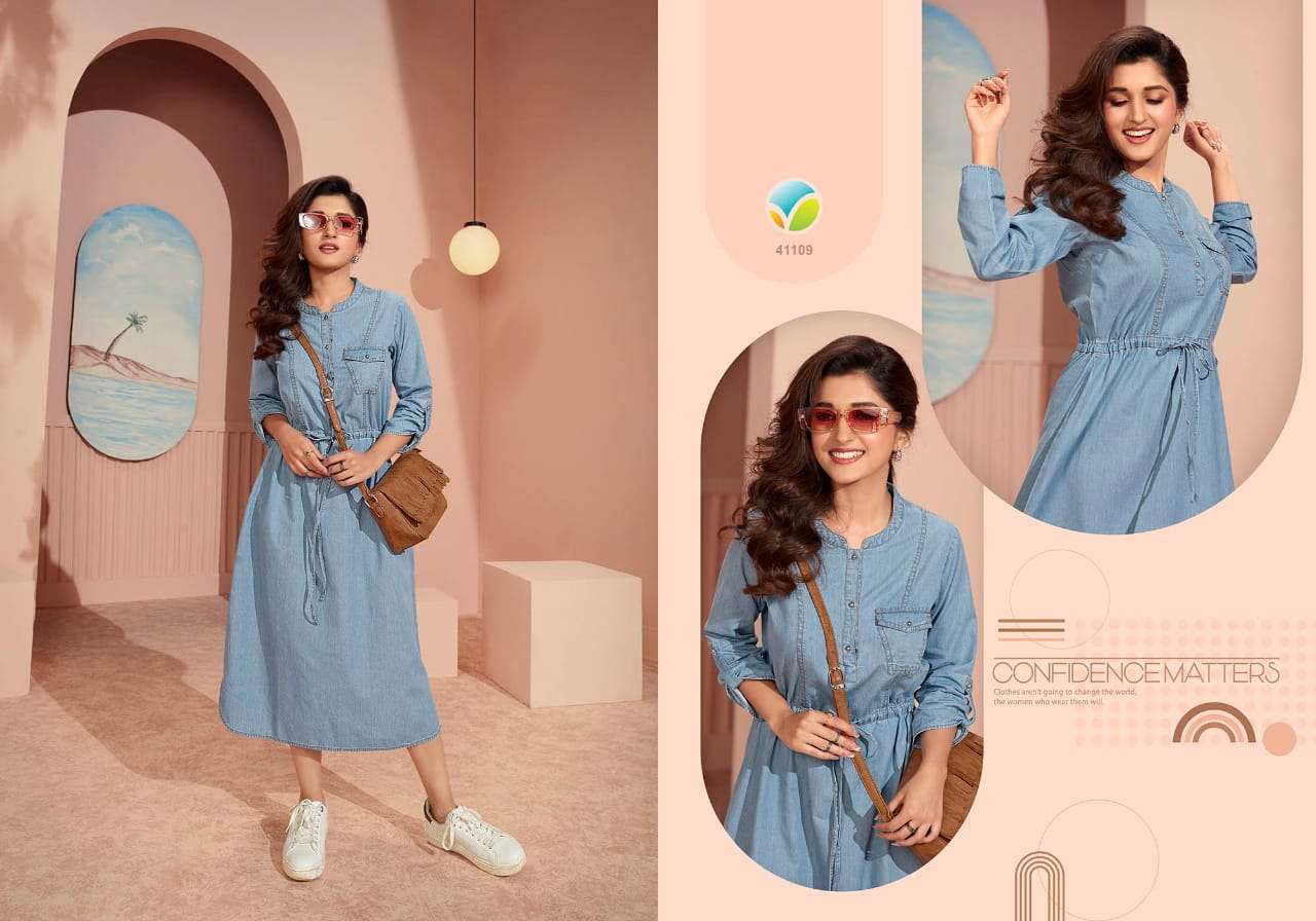 VINAY TUMBA PRESENTS THE DENIM VOL-3 BOLLYWOOD DESIGNER DENIM KURTI CATALOG WHOLESALER AND EXPORTER IN SURAT 
