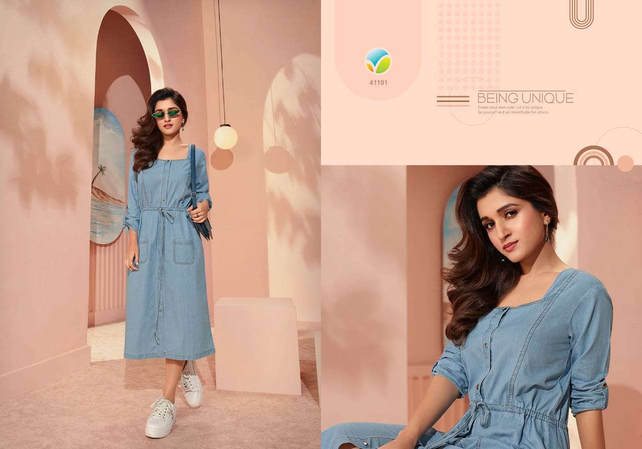 VINAY TUMBA PRESENTS THE DENIM VOL-3 BOLLYWOOD DESIGNER DENIM KURTI CATALOG WHOLESALER AND EXPORTER IN SURAT 
