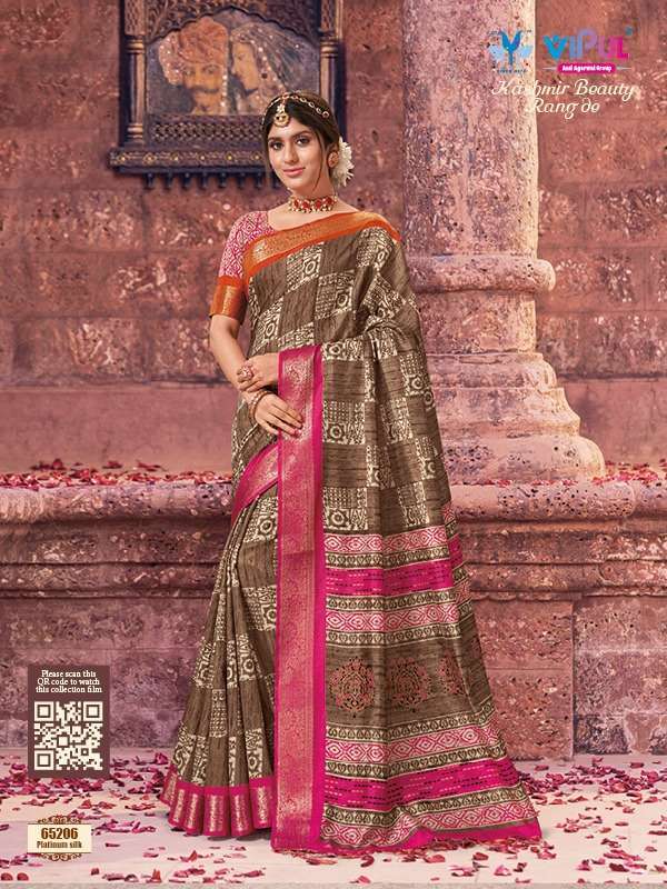 Vipul presents kashmir beauty rang de bhagalpuri silk printed sarees  catalog wholesaler