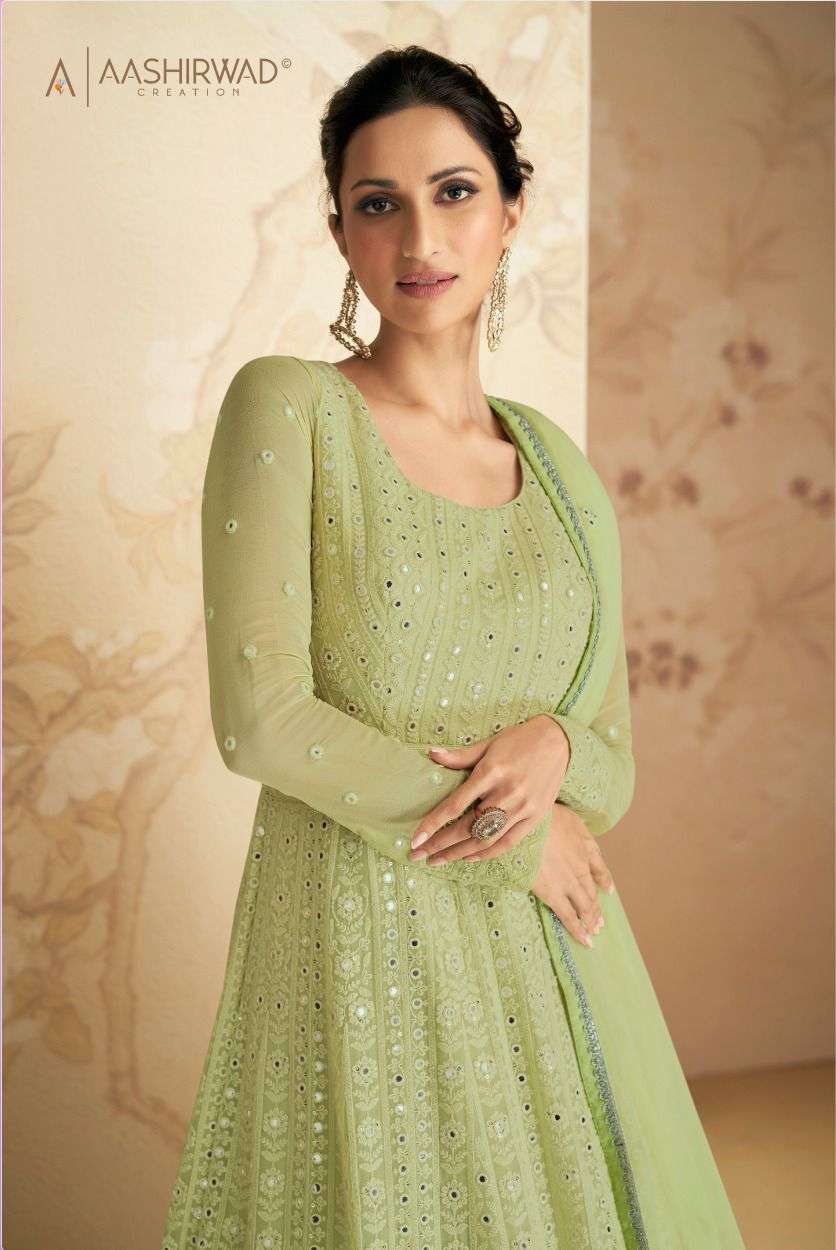 Ashirwad presents Disha georgette readymade gown catalog collection 