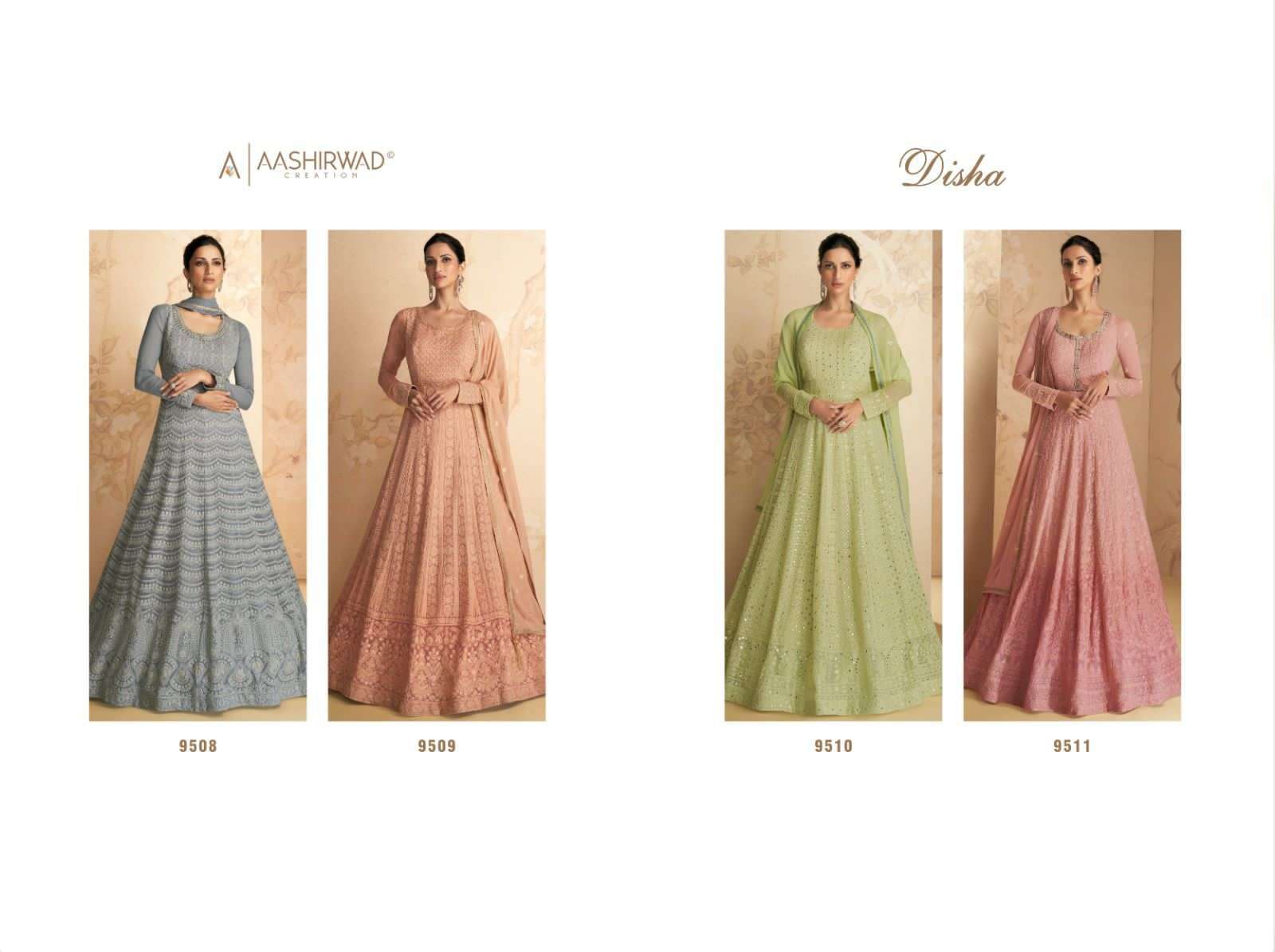 Ashirwad presents Disha georgette readymade gown catalog collection 