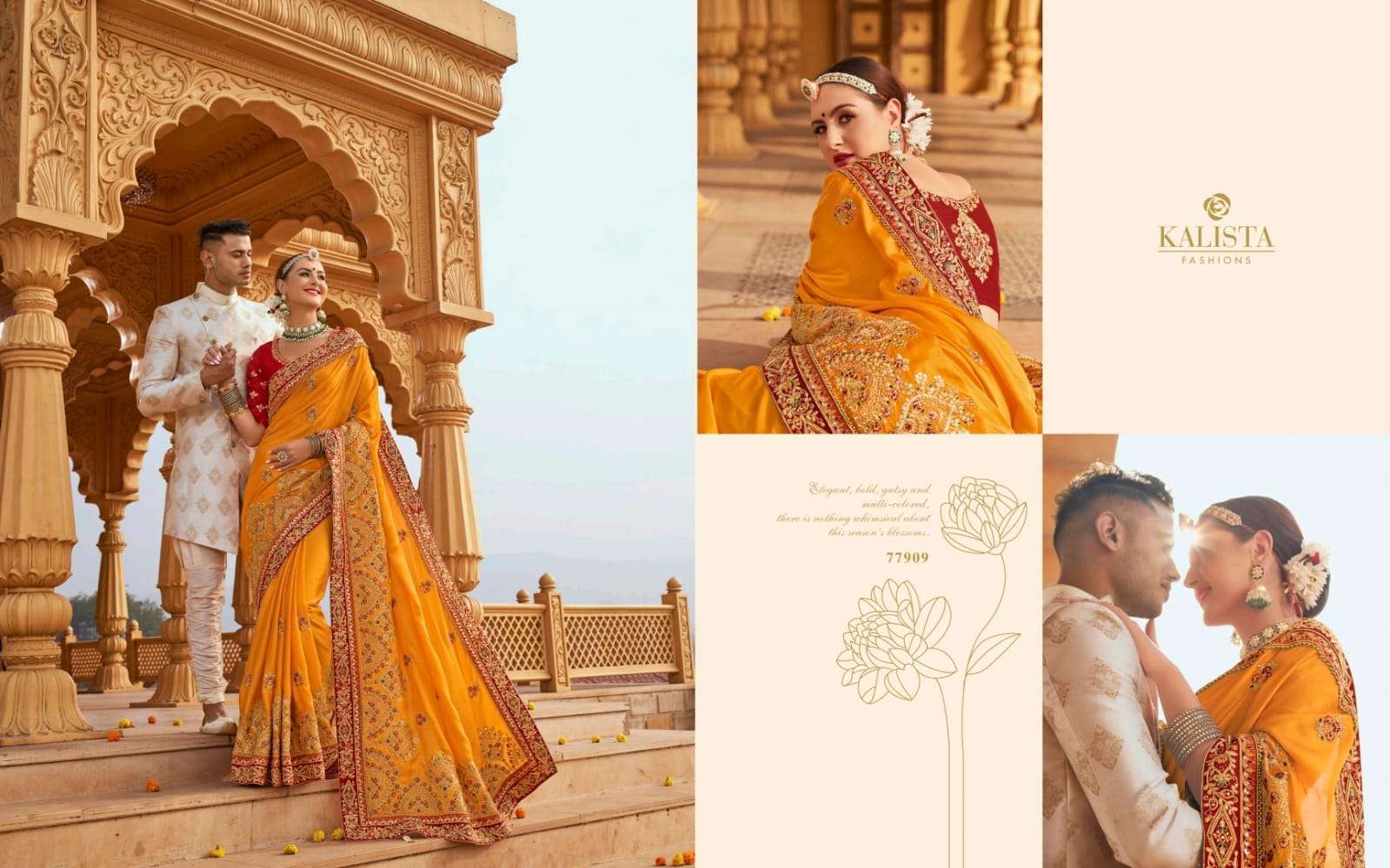 KALISTA FASHION PRESENTS GRUHLAXMI VOL-3 EMBROIDERY WEDDING WEAR SAREES CATALOG WHOLESALER AND EXPORTER IN SURAT 