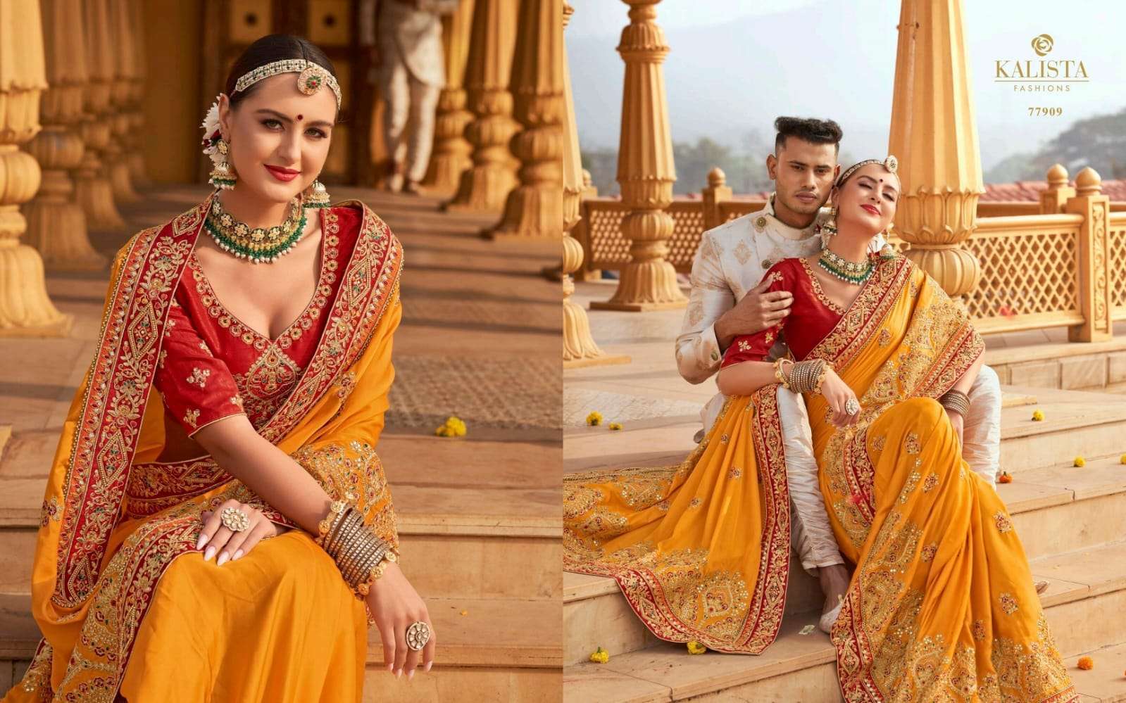 KALISTA FASHION PRESENTS GRUHLAXMI VOL-3 EMBROIDERY WEDDING WEAR SAREES CATALOG WHOLESALER AND EXPORTER IN SURAT 
