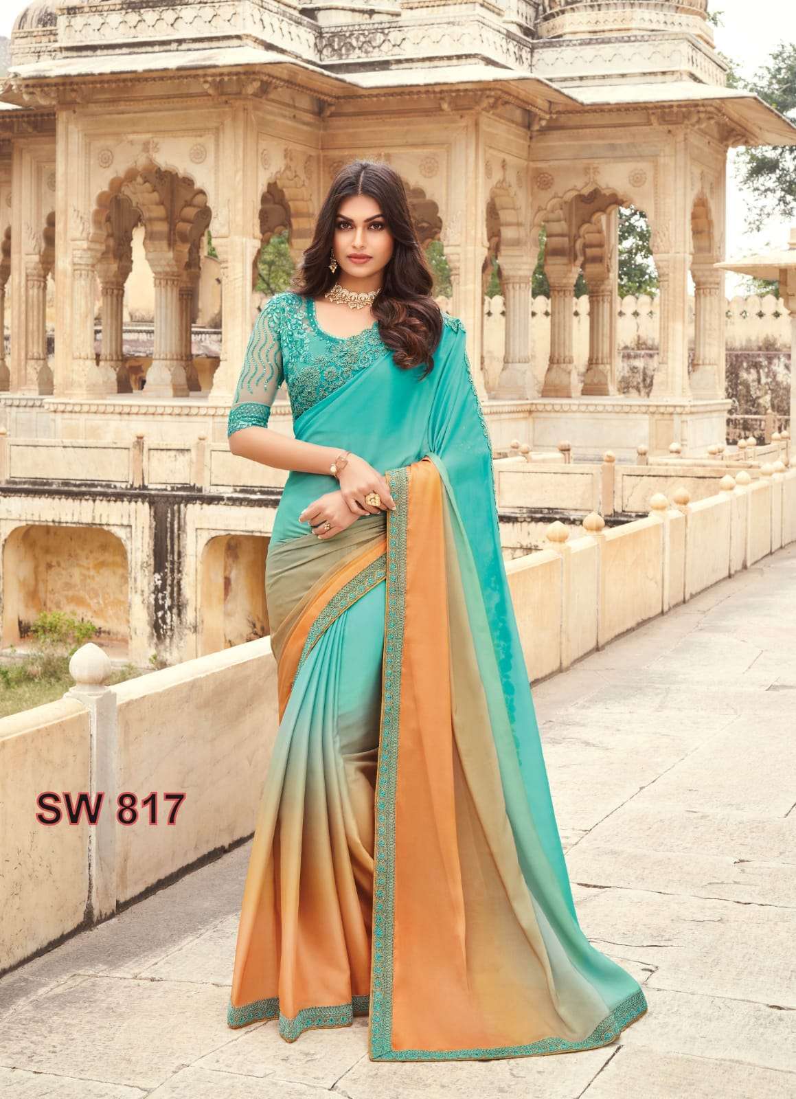 TFH PRESENT SANDALWOOD HIT NEW DESIGNER LOOK FANCY SAREES CATALOG WHOLESALER AND EXPORTER IN SURAT