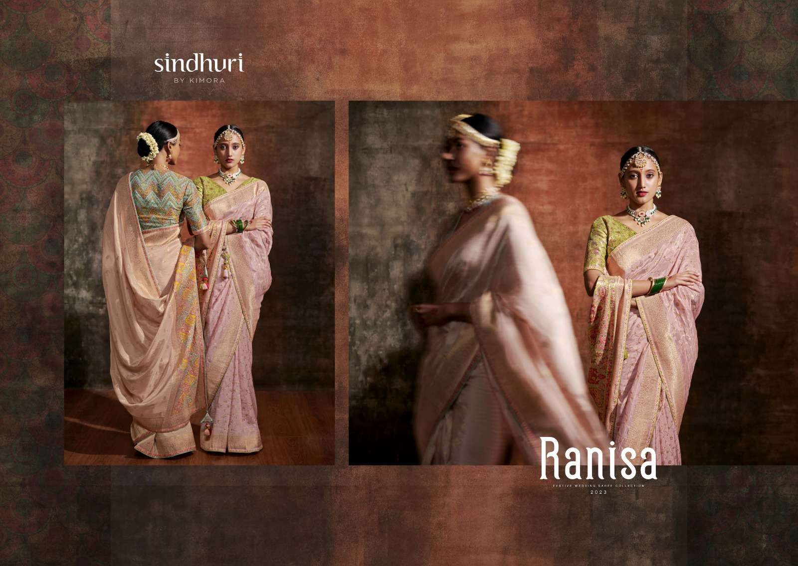 KIMORA SINDHURI PRESENTS RANISA DESIGNER SAREE COLLECTION WITH HEAVY PALLU SAREES CATALOG WHOLESALER AND EXPORTER 