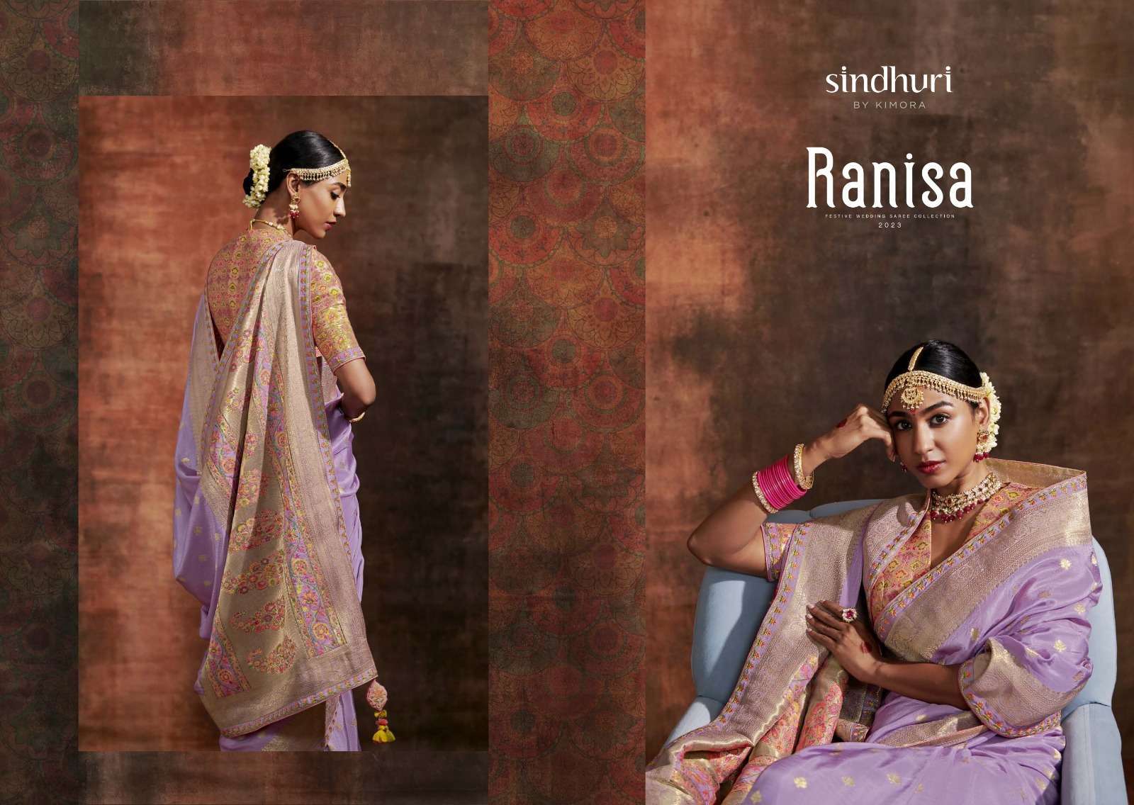 KIMORA SINDHURI PRESENTS RANISA DESIGNER SAREE COLLECTION WITH HEAVY PALLU SAREES CATALOG WHOLESALER AND EXPORTER 