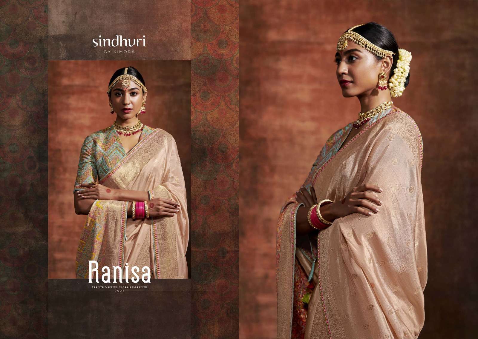 KIMORA SINDHURI PRESENTS RANISA DESIGNER SAREE COLLECTION WITH HEAVY PALLU SAREES CATALOG WHOLESALER AND EXPORTER 