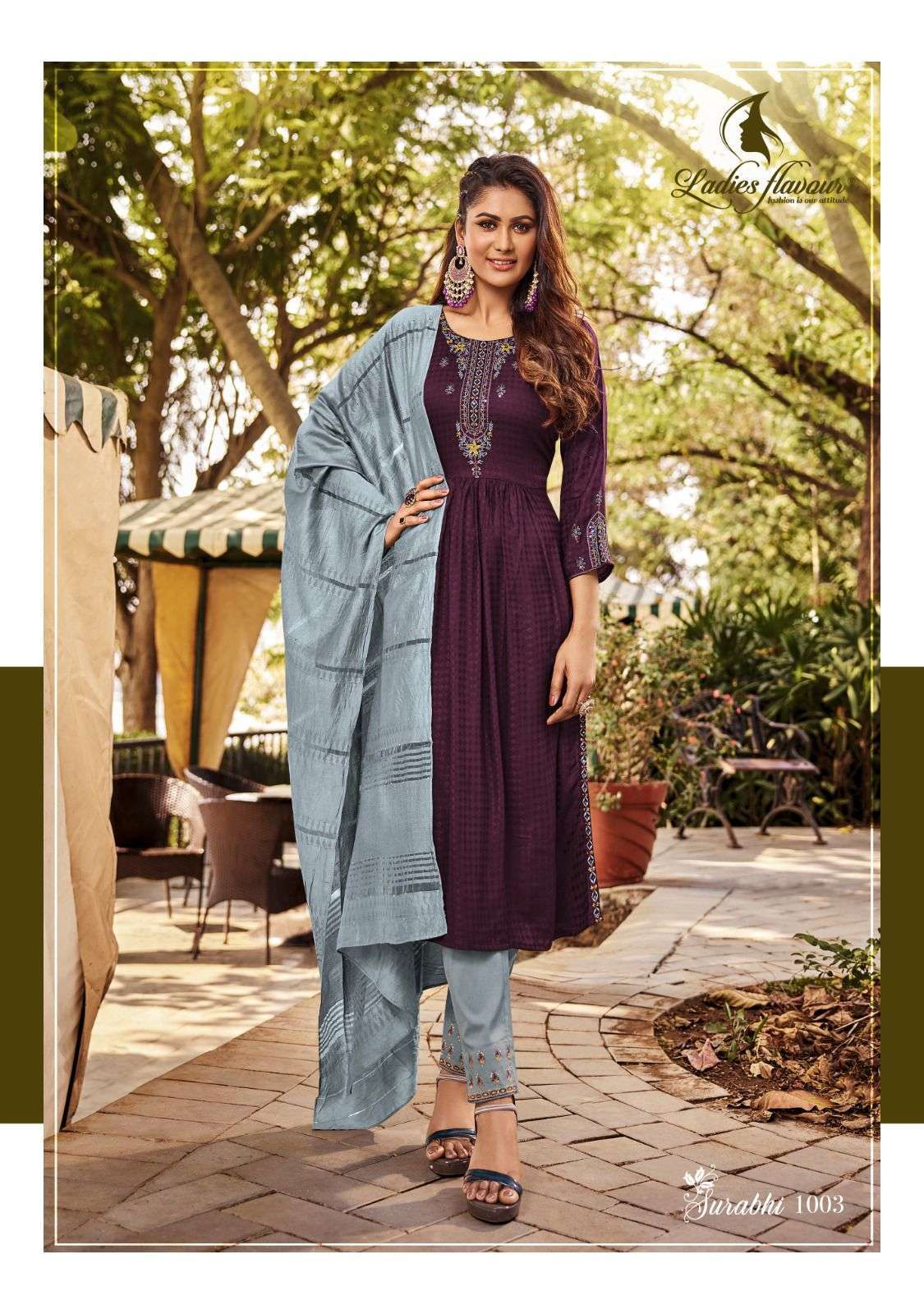 LADIES FLAVOUR PRESENTS SURABHI  READYMADE WEAVING BUTTI KURTI WITH BOTTOM AND DUPATTA  CATALOG WHLESALER AND EXPORTER IN SURAT 