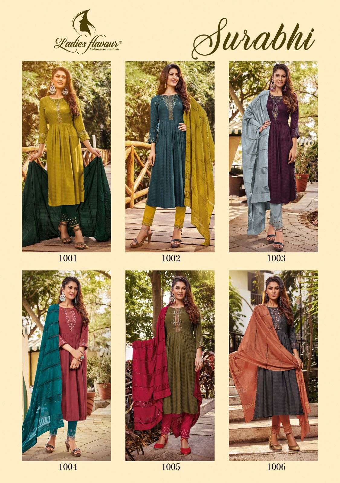 LADIES FLAVOUR PRESENTS SURABHI  READYMADE WEAVING BUTTI KURTI WITH BOTTOM AND DUPATTA  CATALOG WHLESALER AND EXPORTER IN SURAT 