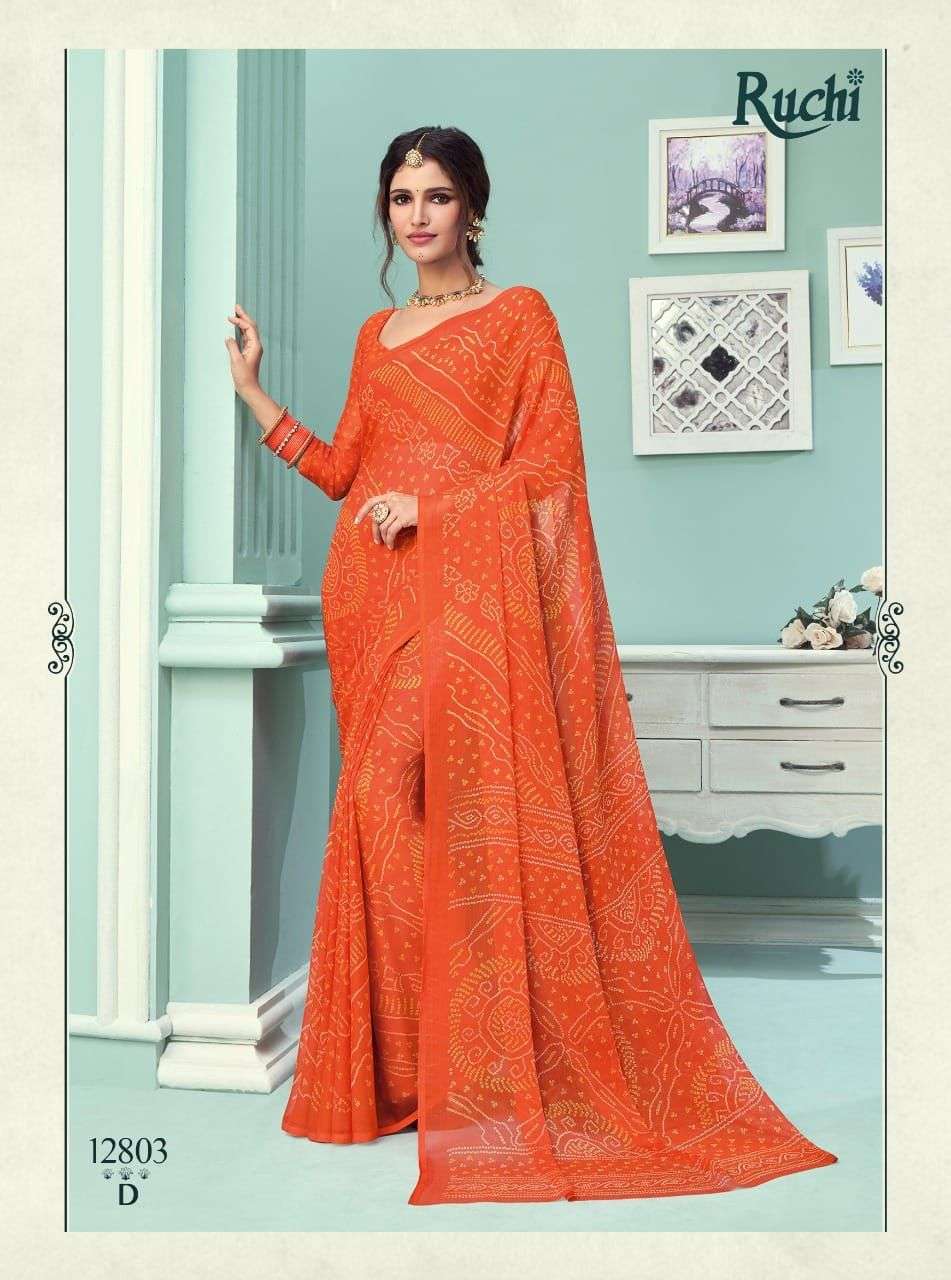 Ruchi presents Star chiffon 67 edition rajasthani bandhani sarees catalog wholesaler and exporters 
