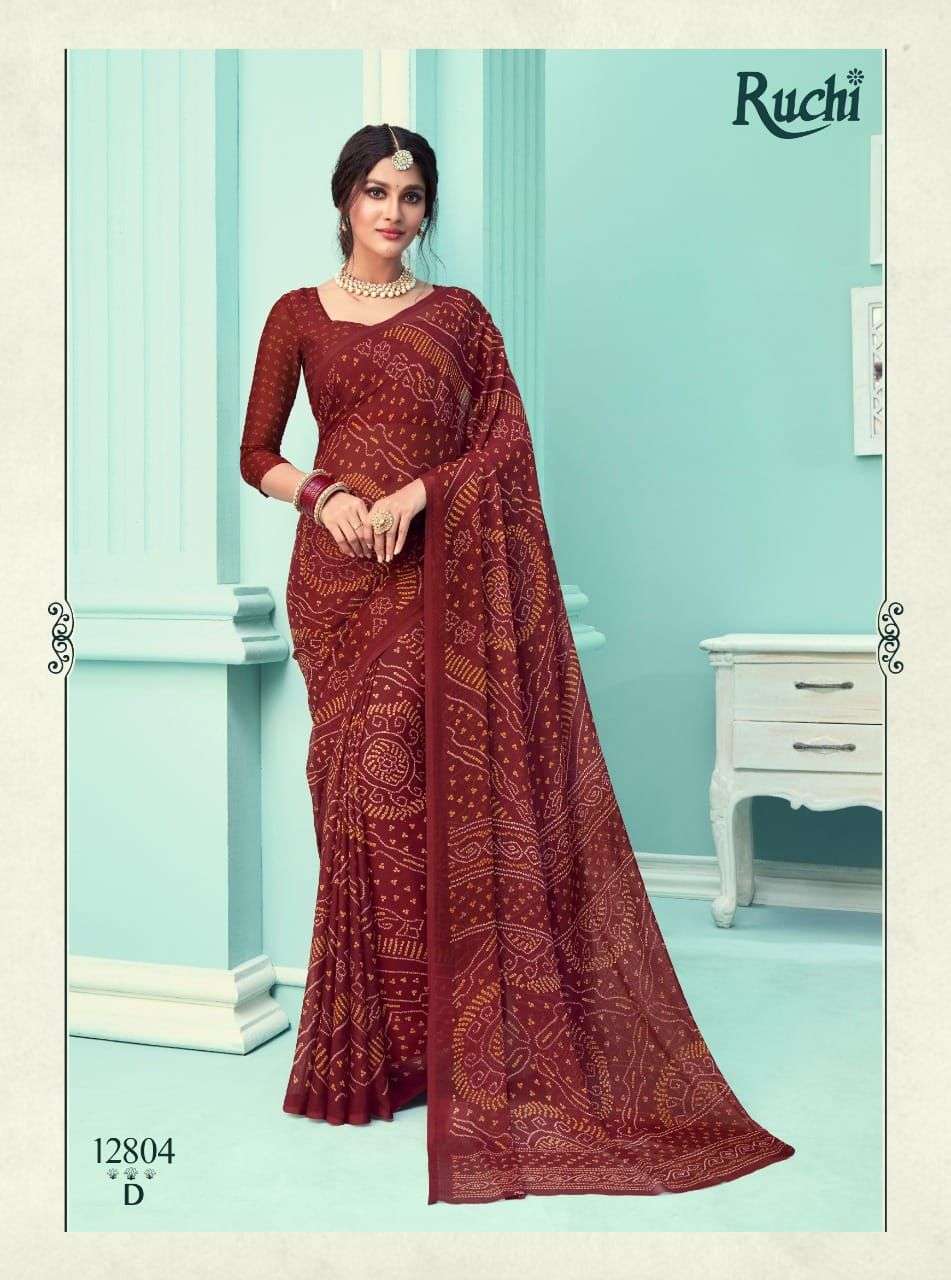 Ruchi presents Star chiffon 67 edition rajasthani bandhani sarees catalog wholesaler and exporters 