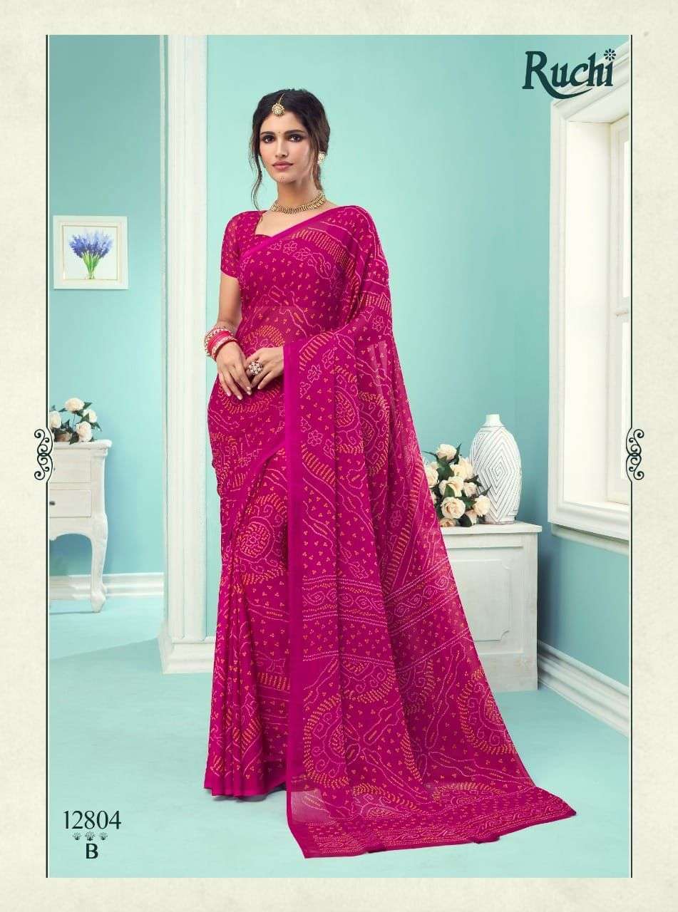 Ruchi presents Star chiffon 67 edition rajasthani bandhani sarees catalog wholesaler and exporters 