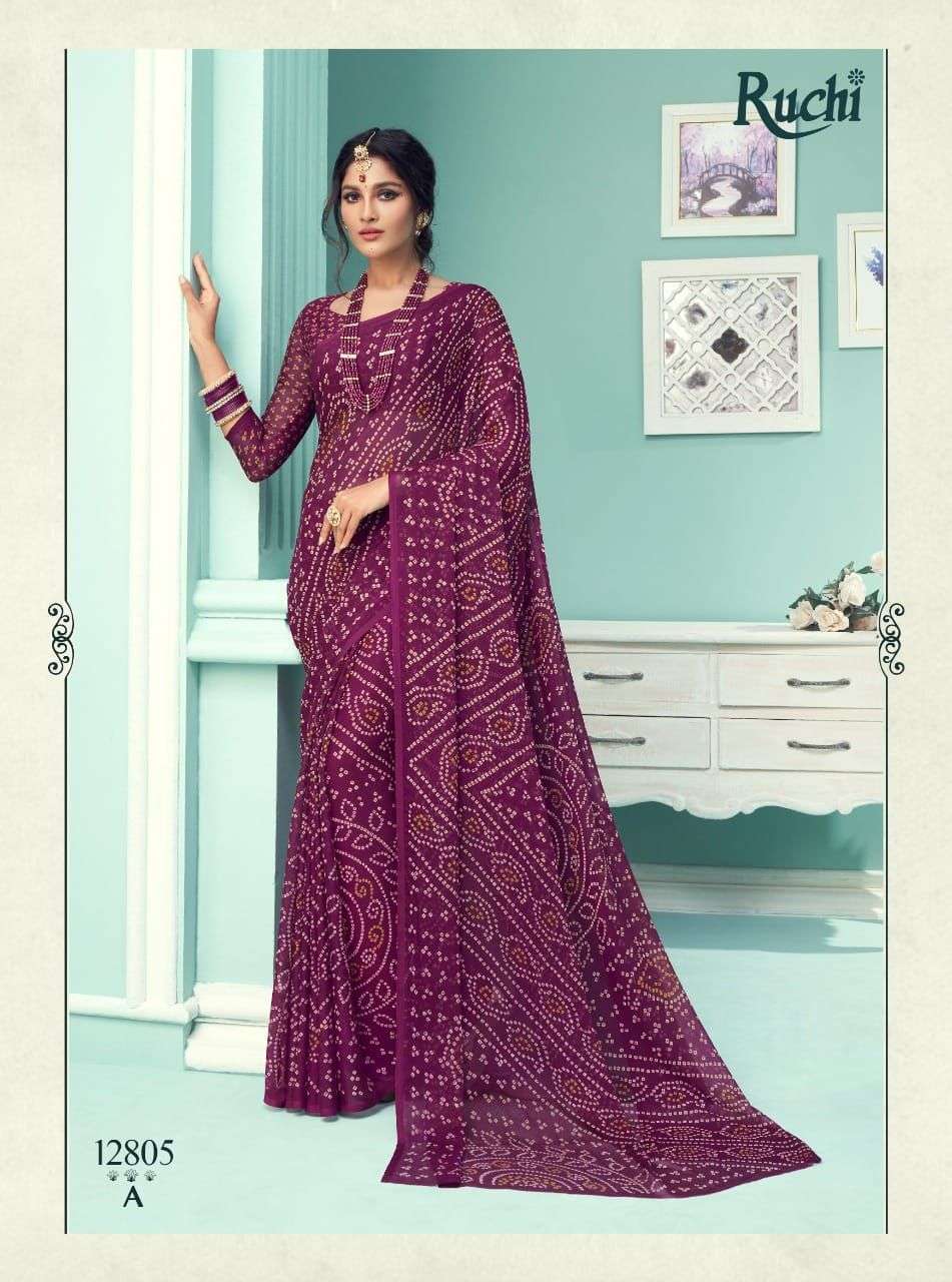 Ruchi presents Star chiffon 67 edition rajasthani bandhani sarees catalog wholesaler and exporters 