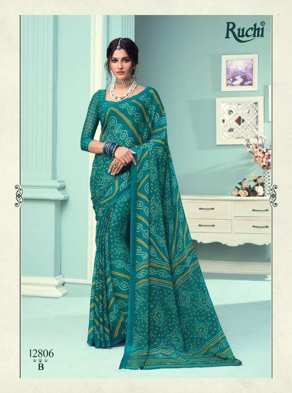 Ruchi presents Star chiffon 67 edition rajasthani bandhani sarees catalog wholesaler and exporters 