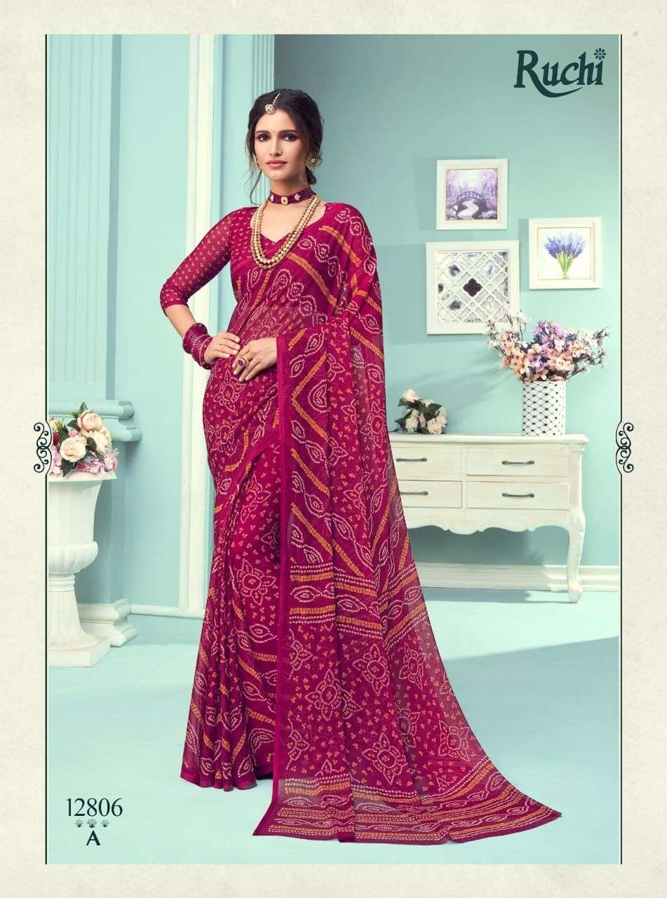 Ruchi presents Star chiffon 67 edition rajasthani bandhani sarees catalog wholesaler and exporters 