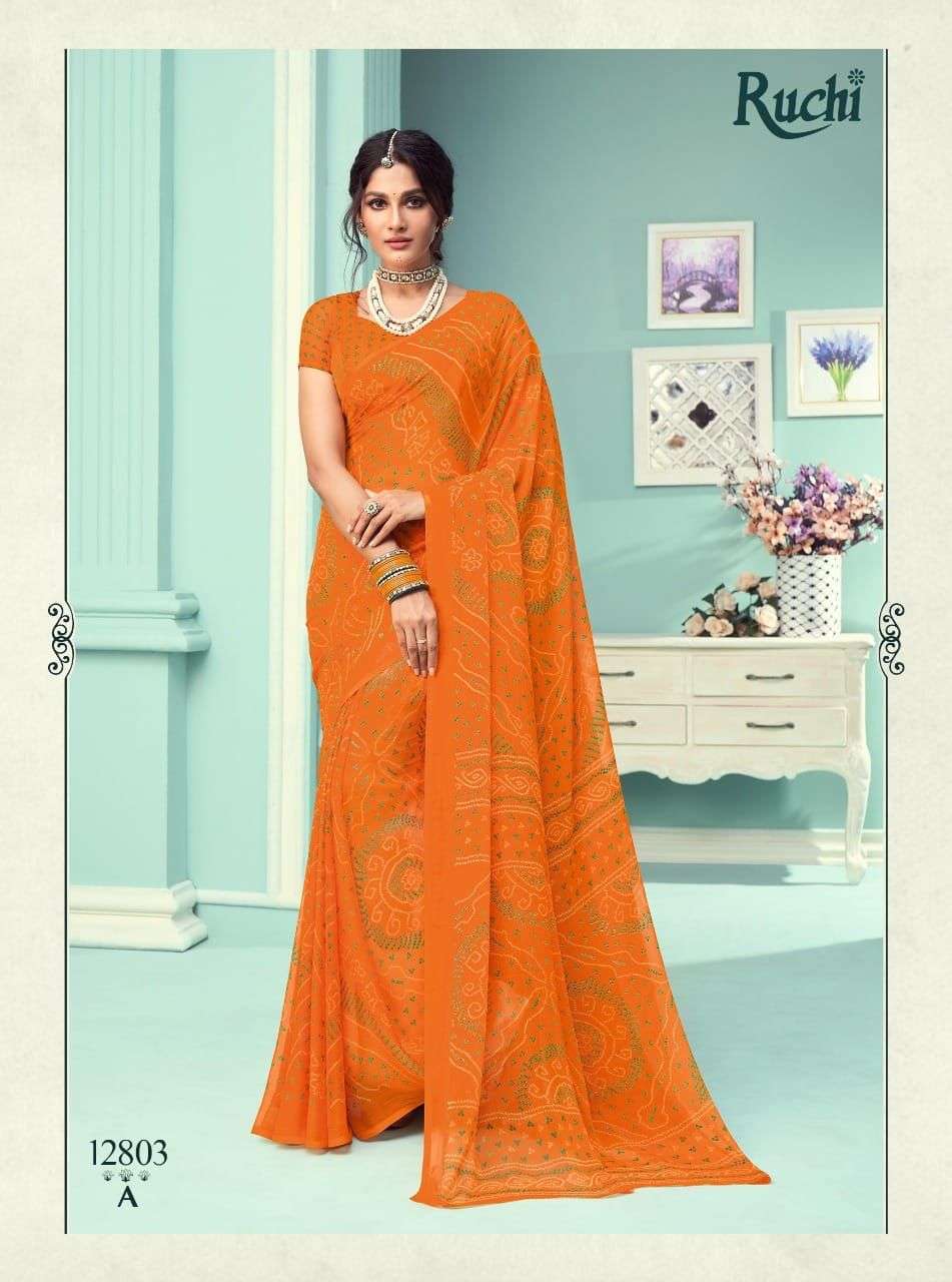 Ruchi presents Star chiffon 67 edition rajasthani bandhani sarees catalog wholesaler and exporters 