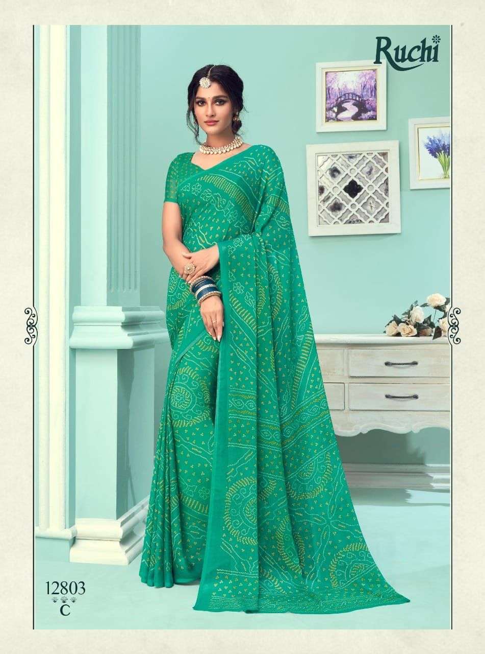 Ruchi presents Star chiffon 67 edition rajasthani bandhani sarees catalog wholesaler and exporters 