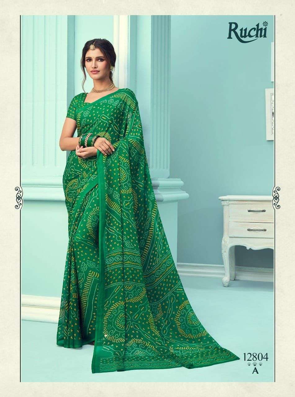Ruchi presents Star chiffon 67 edition rajasthani bandhani sarees catalog wholesaler and exporters 