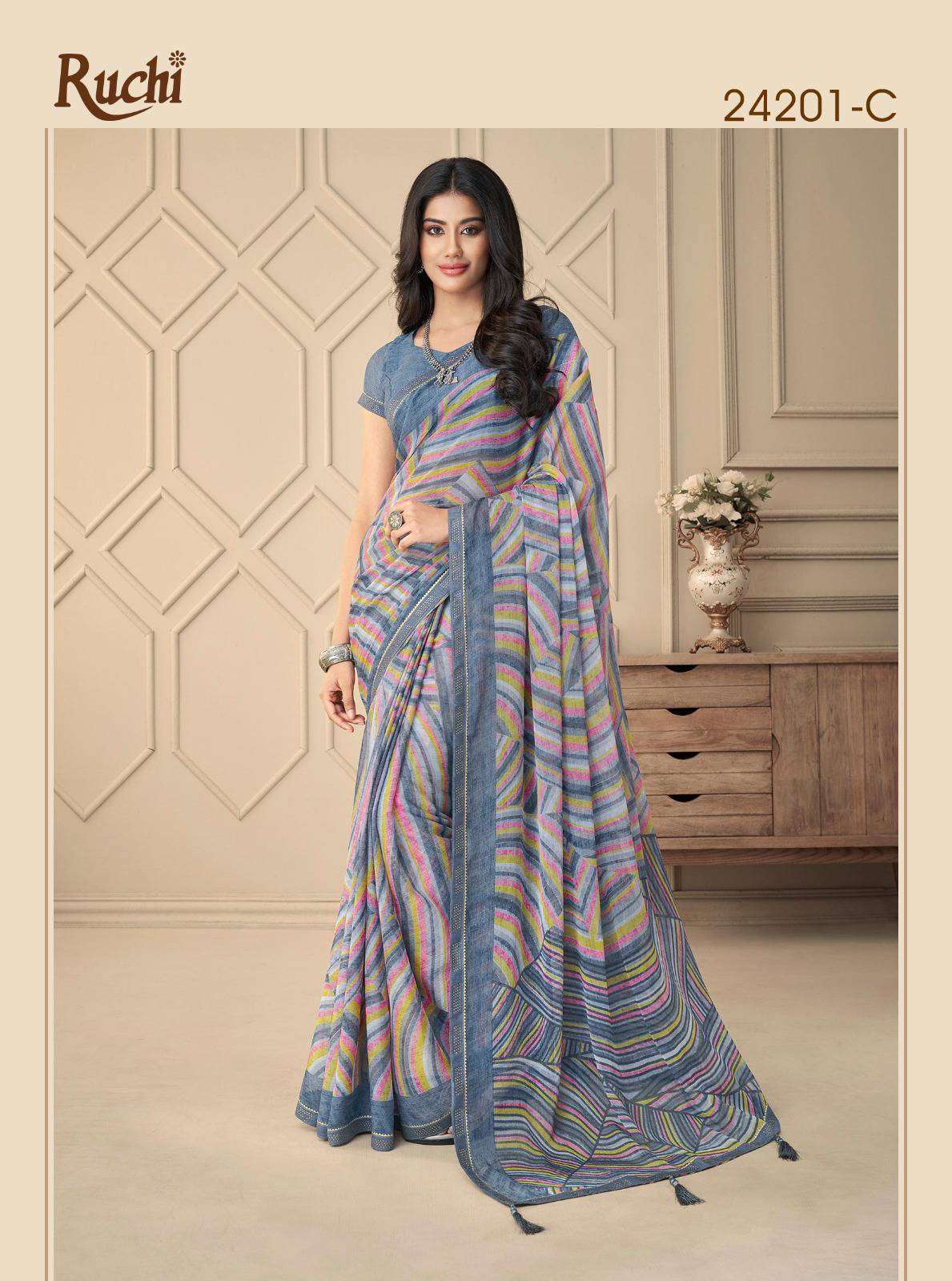 Zara Chiffon Printed Designer Sarees at best price in Chennai