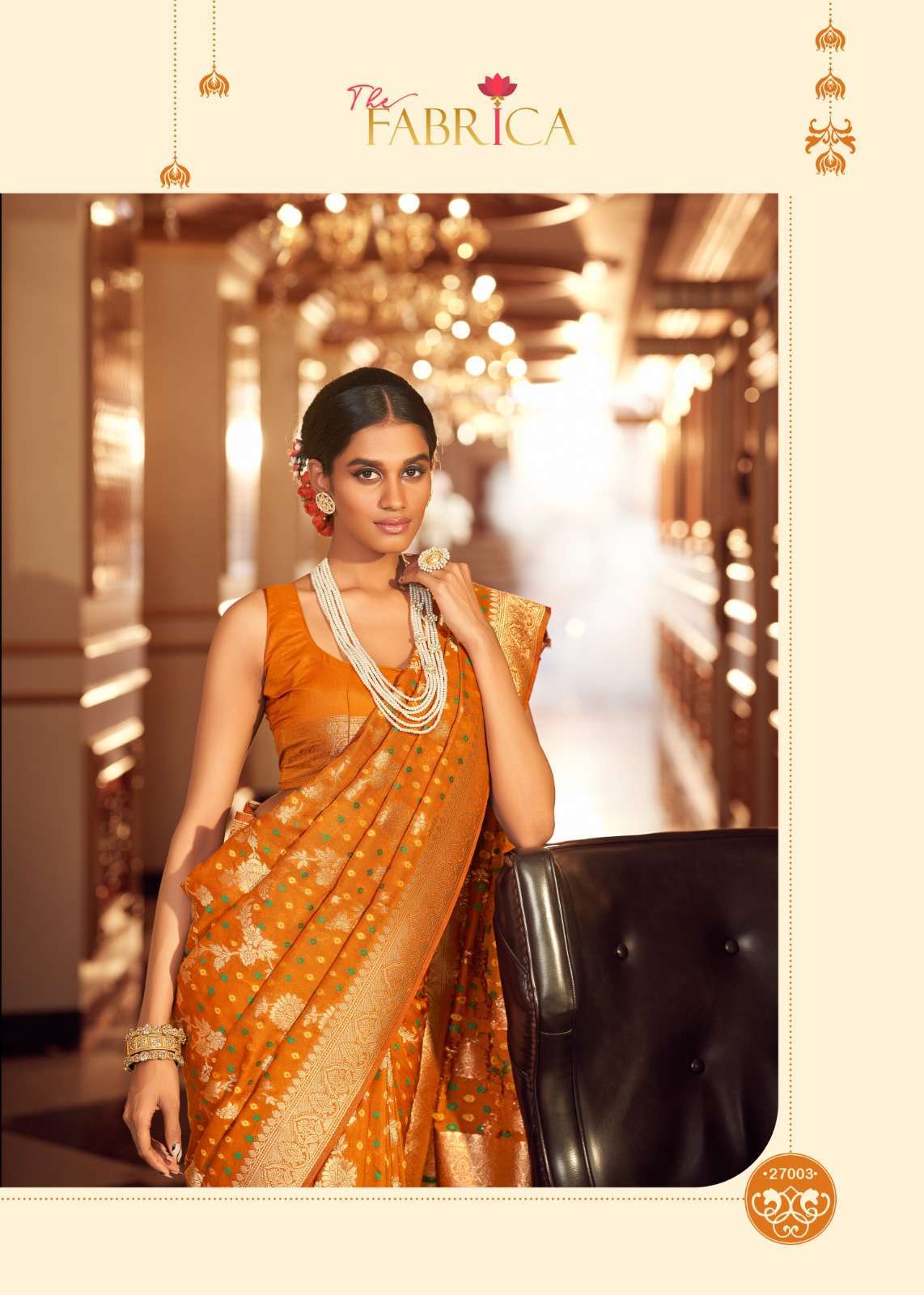 The fabrica presents Bandhej pure chiffon with jacquard border sarees catalog wholesaler 