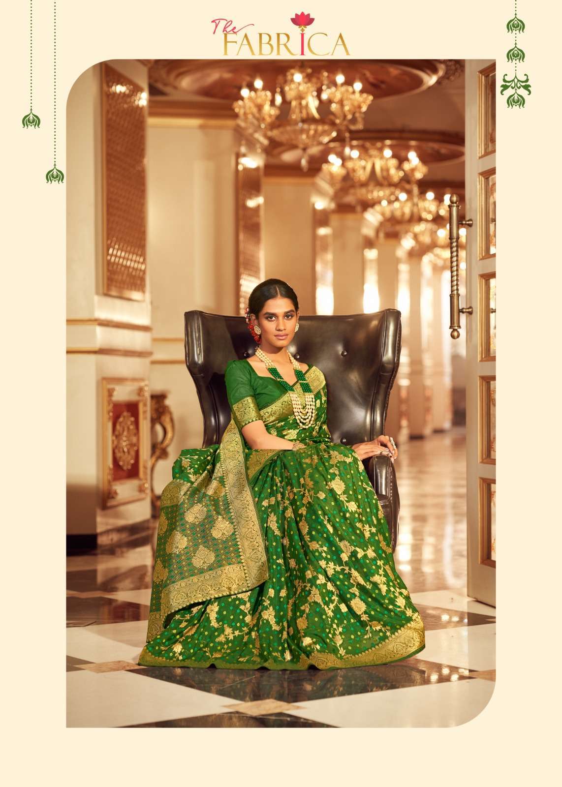 The fabrica presents Bandhej pure chiffon with jacquard border sarees catalog wholesaler 
