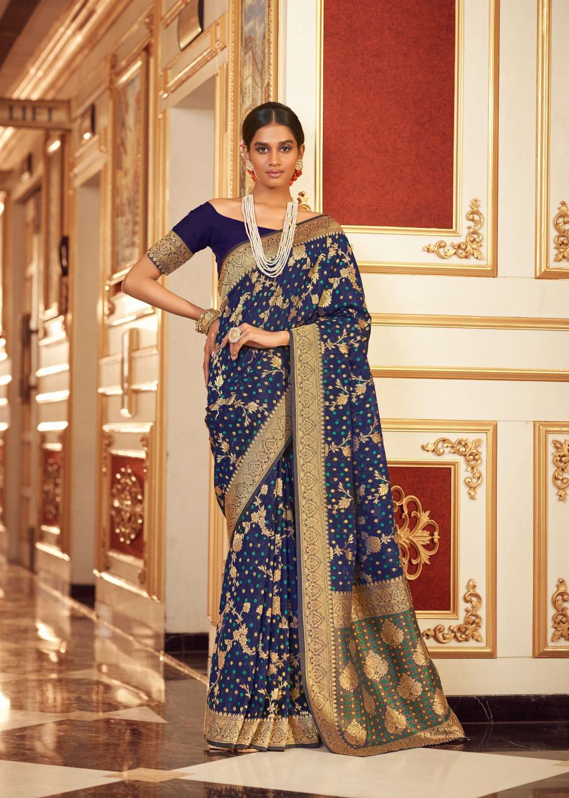 The fabrica presents Bandhej pure chiffon with jacquard border sarees catalog wholesaler 