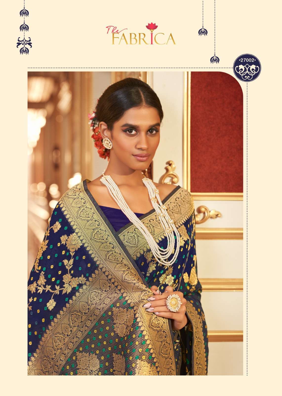 The fabrica presents Bandhej pure chiffon with jacquard border sarees catalog wholesaler 