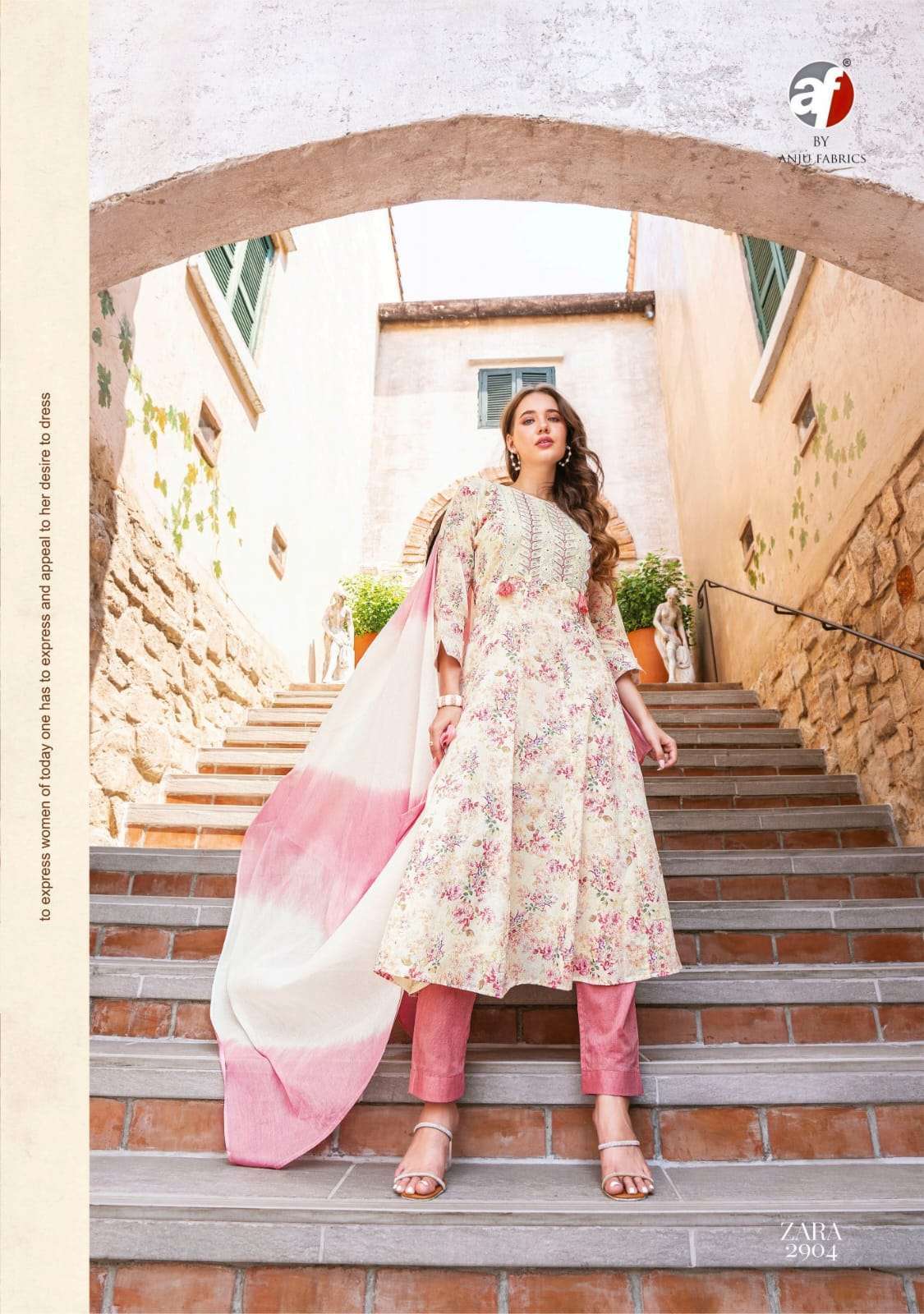 ANJU FAB PRESENTS ZARA VOL-3 FANTASTIC PRINT KURTI WITH PANT AND DUPATTA CATALOG WHOLESALER AND EXPORTER IN SURAT 
