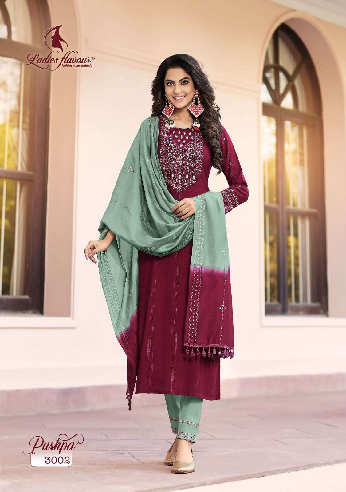 LADIES FLAVOUR PRESENTS PUSHPA VOL 3 AMAZING FUNCTION WEAR READYMADE DESIGNER SALWAR SUITS CATALOG WHOLESALER AND EXPORTER IN SURAT 