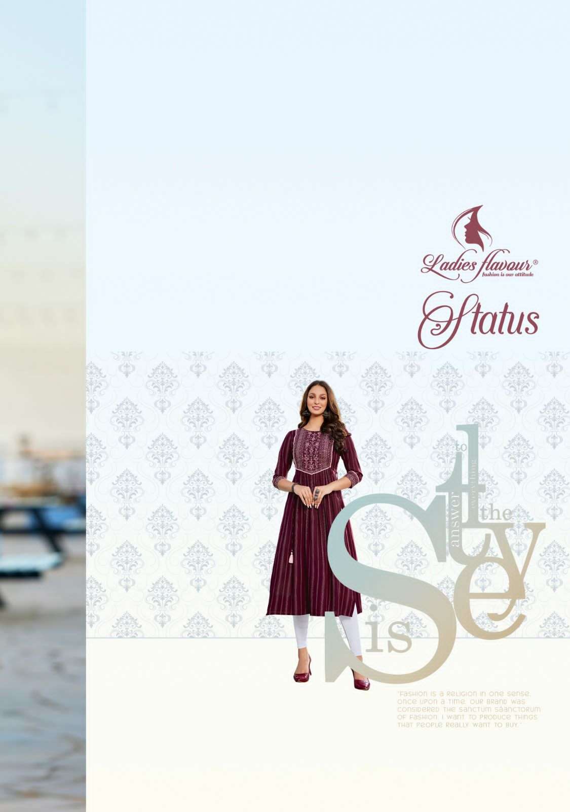 Ladies flavour presents Status Rayon designer kurtis catalog wholesaler and exporters 