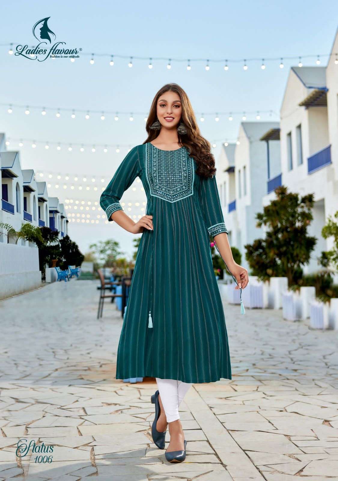 Ladies flavour presents Status Rayon designer kurtis catalog wholesaler and exporters 