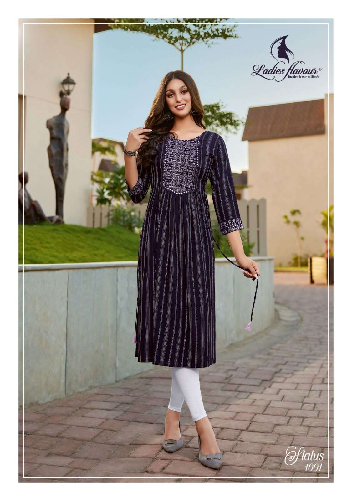 Ladies flavour presents Status Rayon designer kurtis catalog wholesaler and exporters 