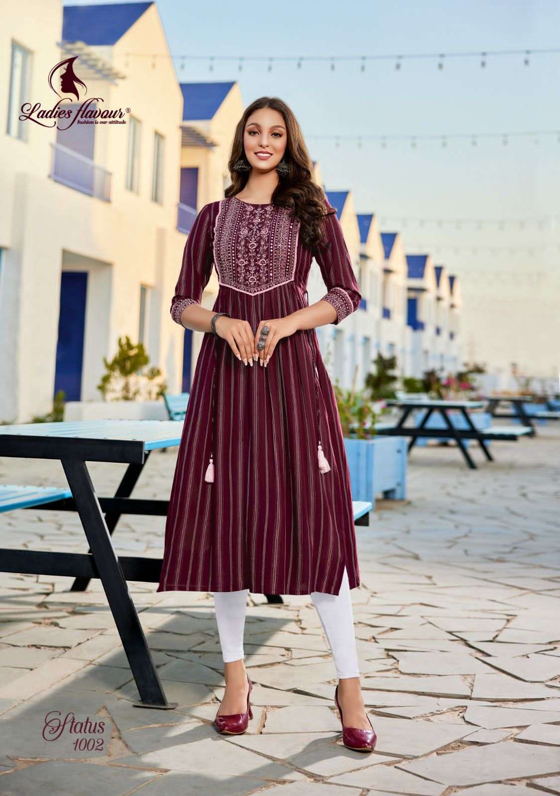 Ladies flavour presents Status Rayon designer kurtis catalog wholesaler and exporters 