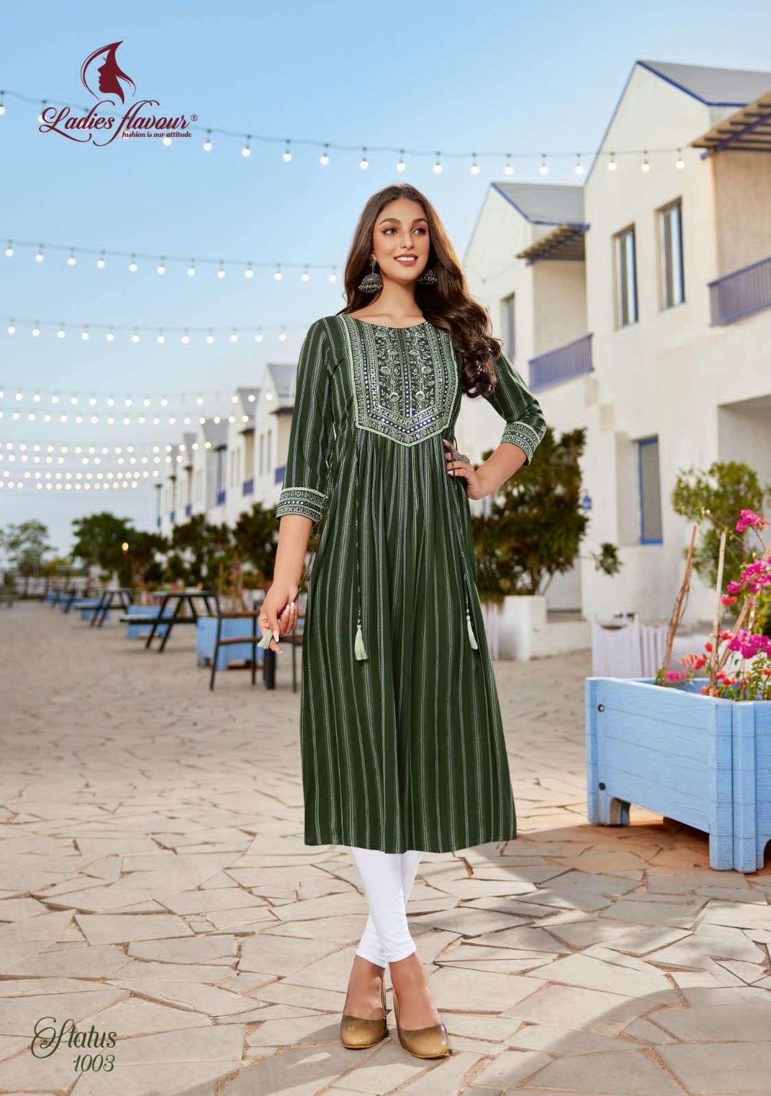 Ladies flavour presents Status Rayon designer kurtis catalog wholesaler and exporters 