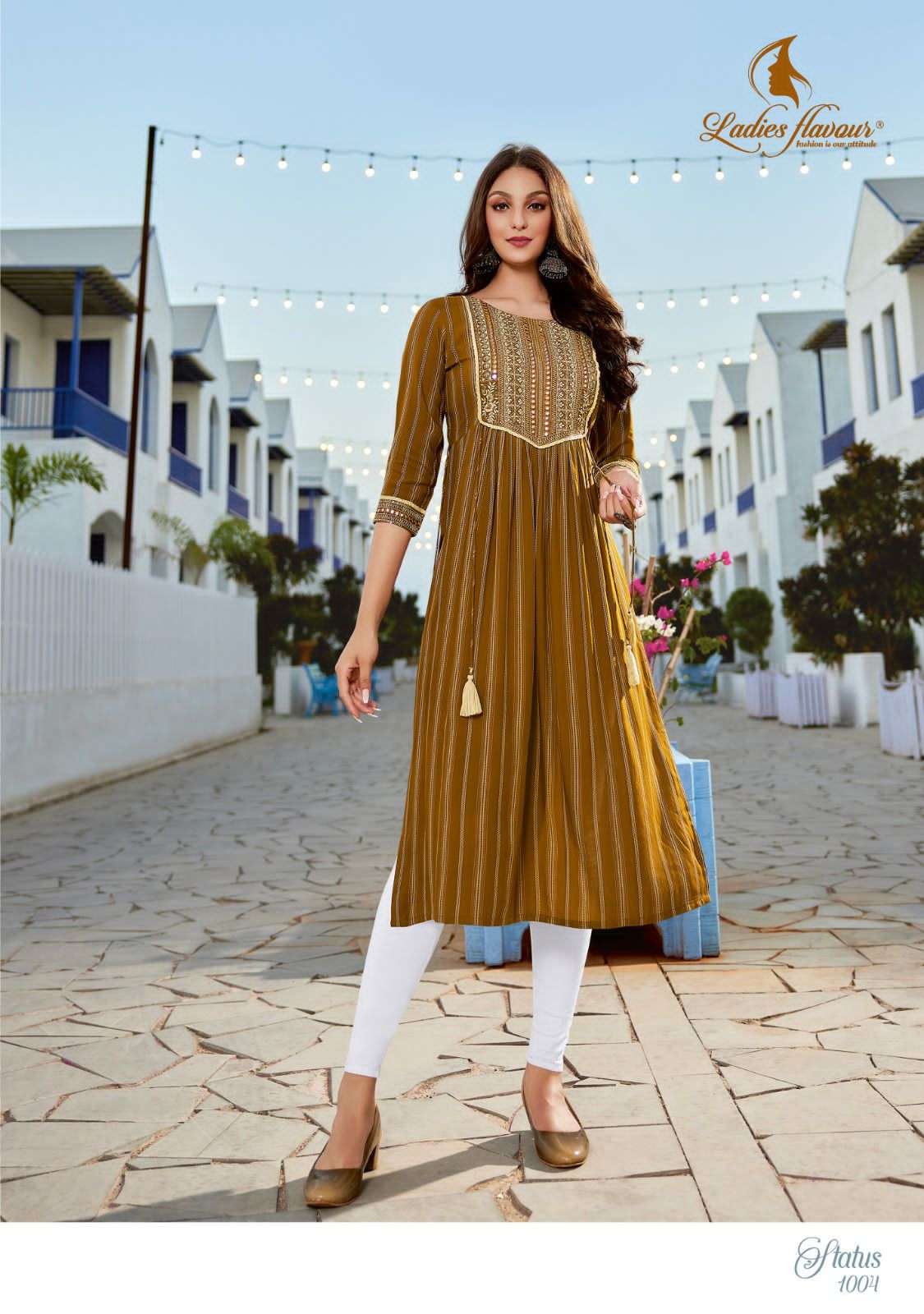 Ladies flavour presents Status Rayon designer kurtis catalog wholesaler and exporters 