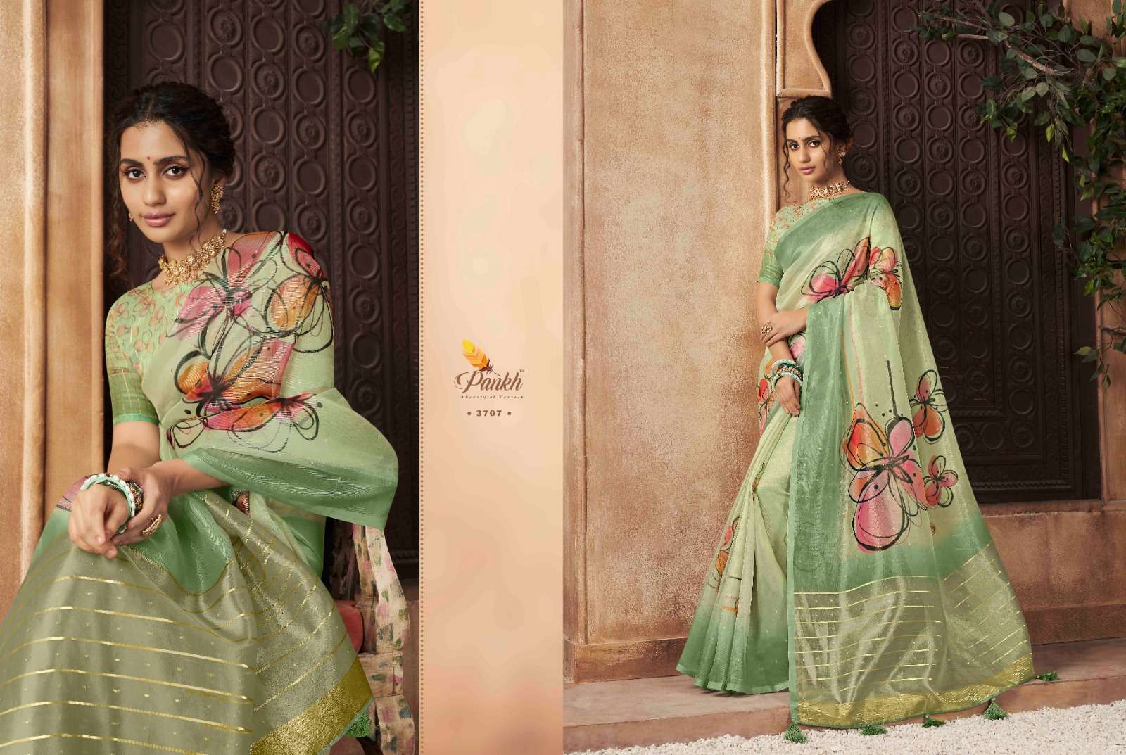Pankh presents Chhapa vol-3 organza fancy digital printed sarees catalog wholesaler and exporters 