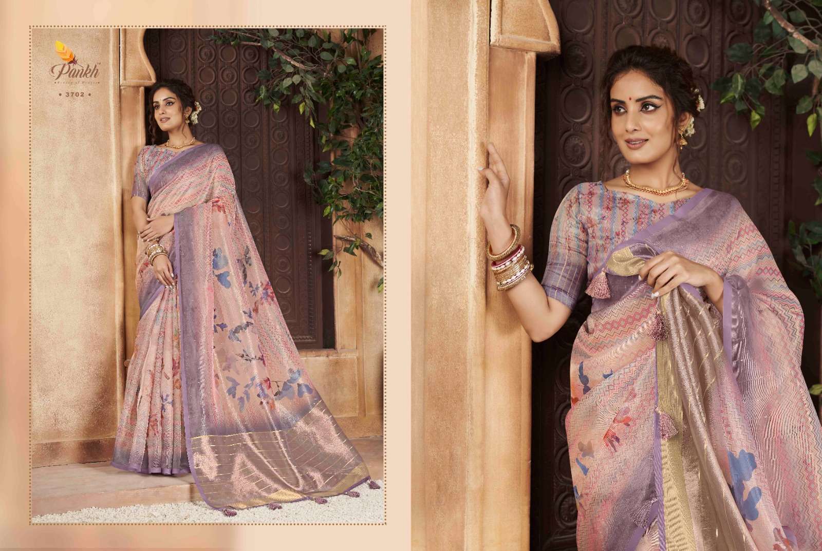 Pankh presents Chhapa vol-3 organza fancy digital printed sarees catalog wholesaler and exporters 